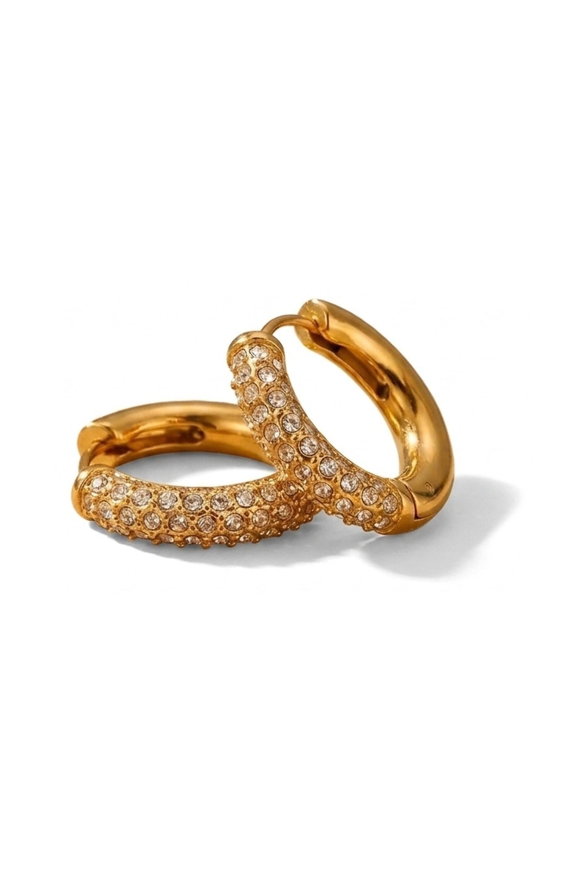 Plum Gold Tone Chunky Pav Hoop - Gold_wb