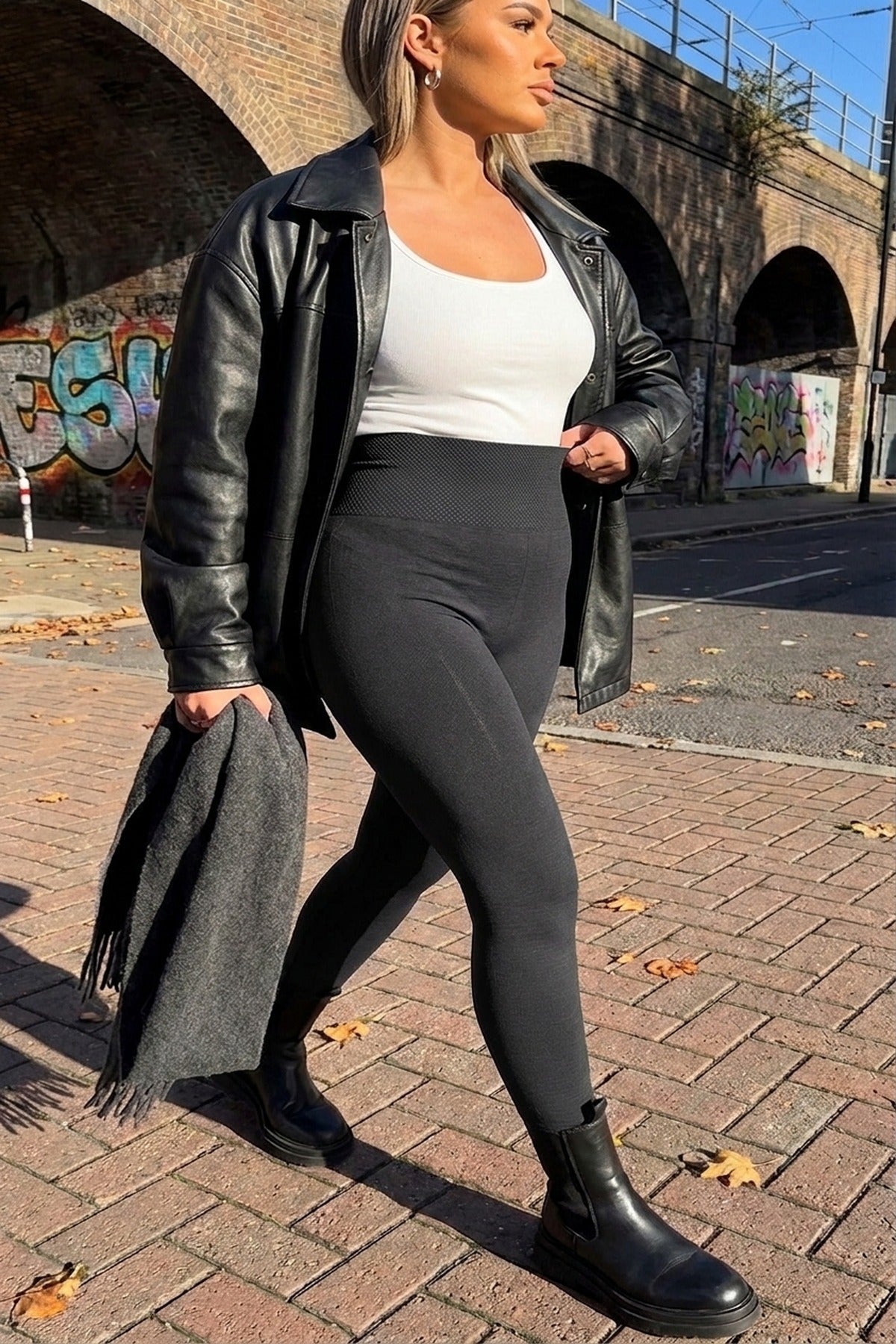 Elaine High Waist Tummy Compression Slimming Leggings - Black