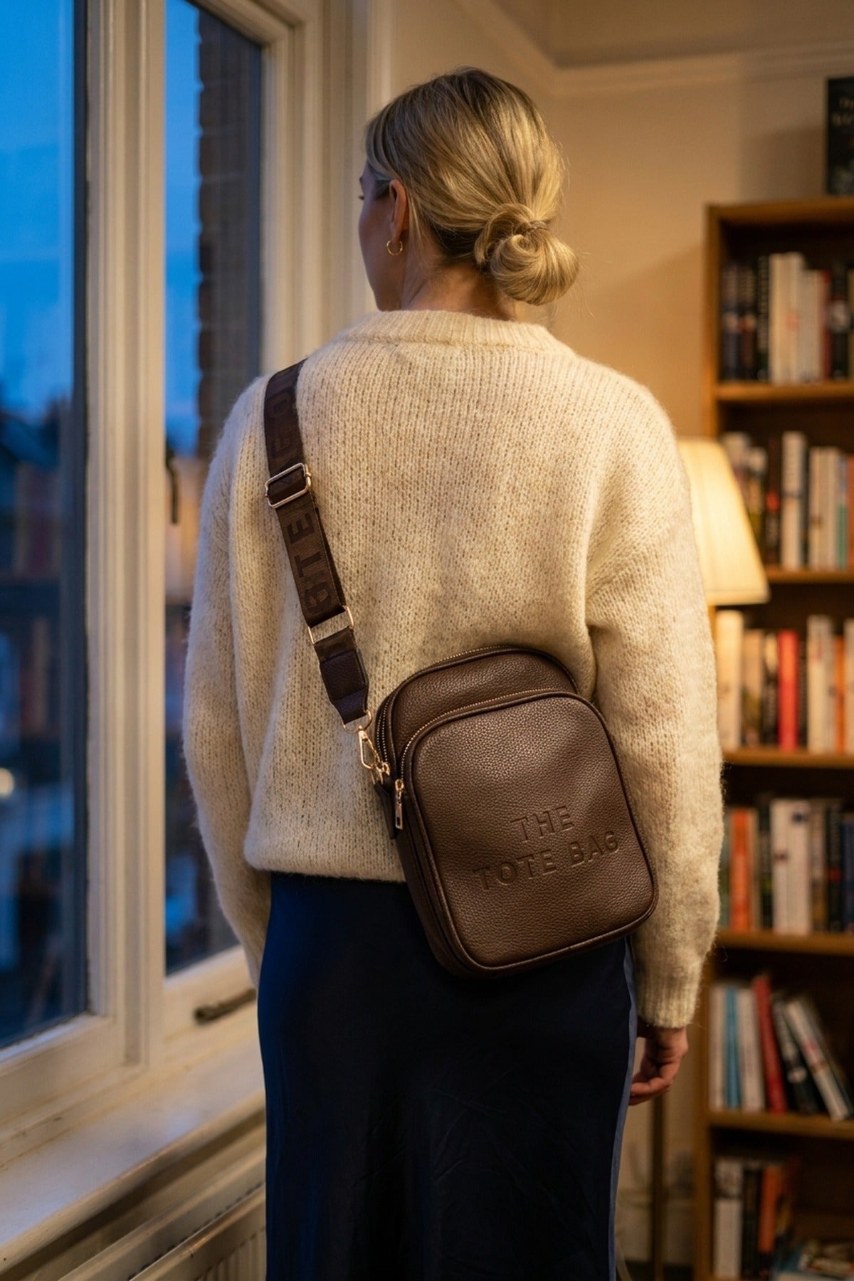 Ginevra Embossed Faux Leather Crossbody Bag - Coffee