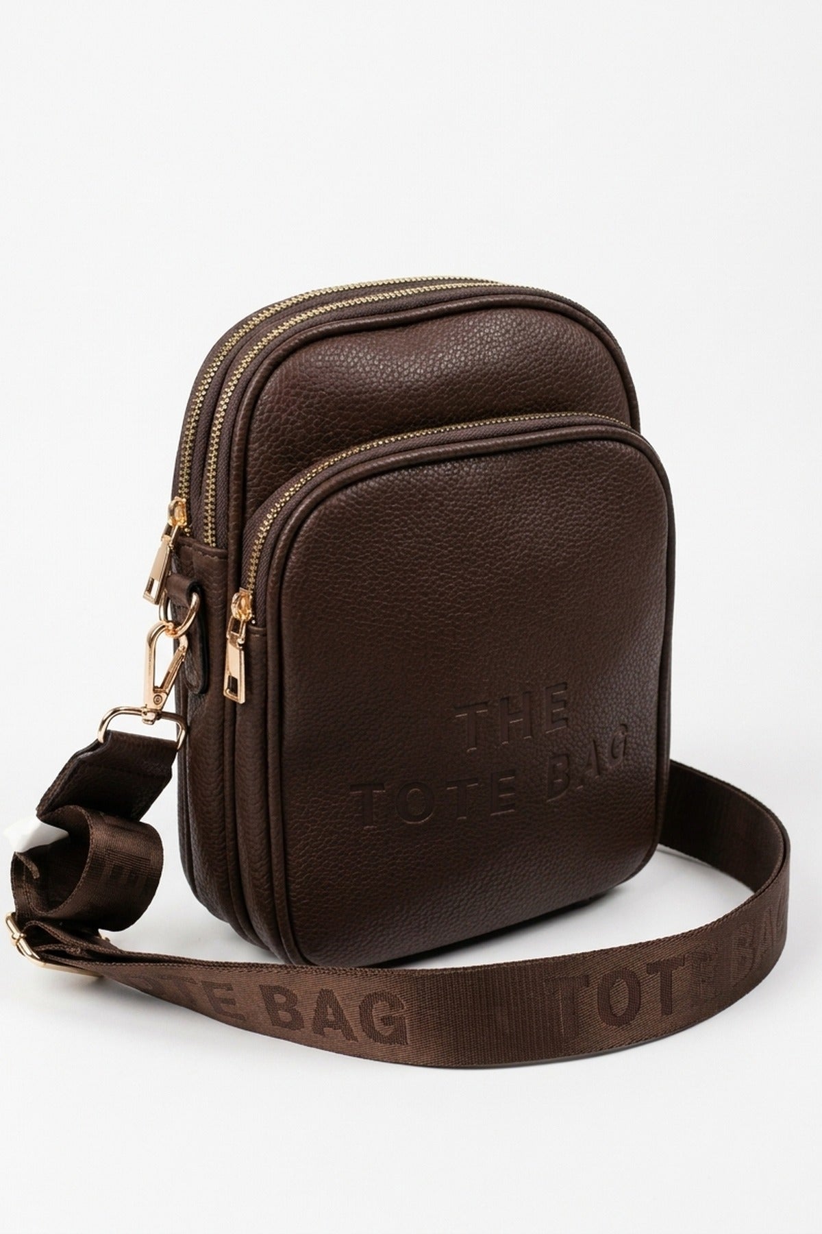 Ginevra Embossed Faux Leather Crossbody Bag - Coffee