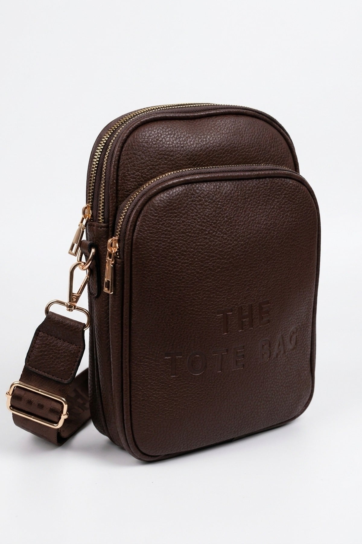 Ginevra Embossed Faux Leather Crossbody Bag - Coffee