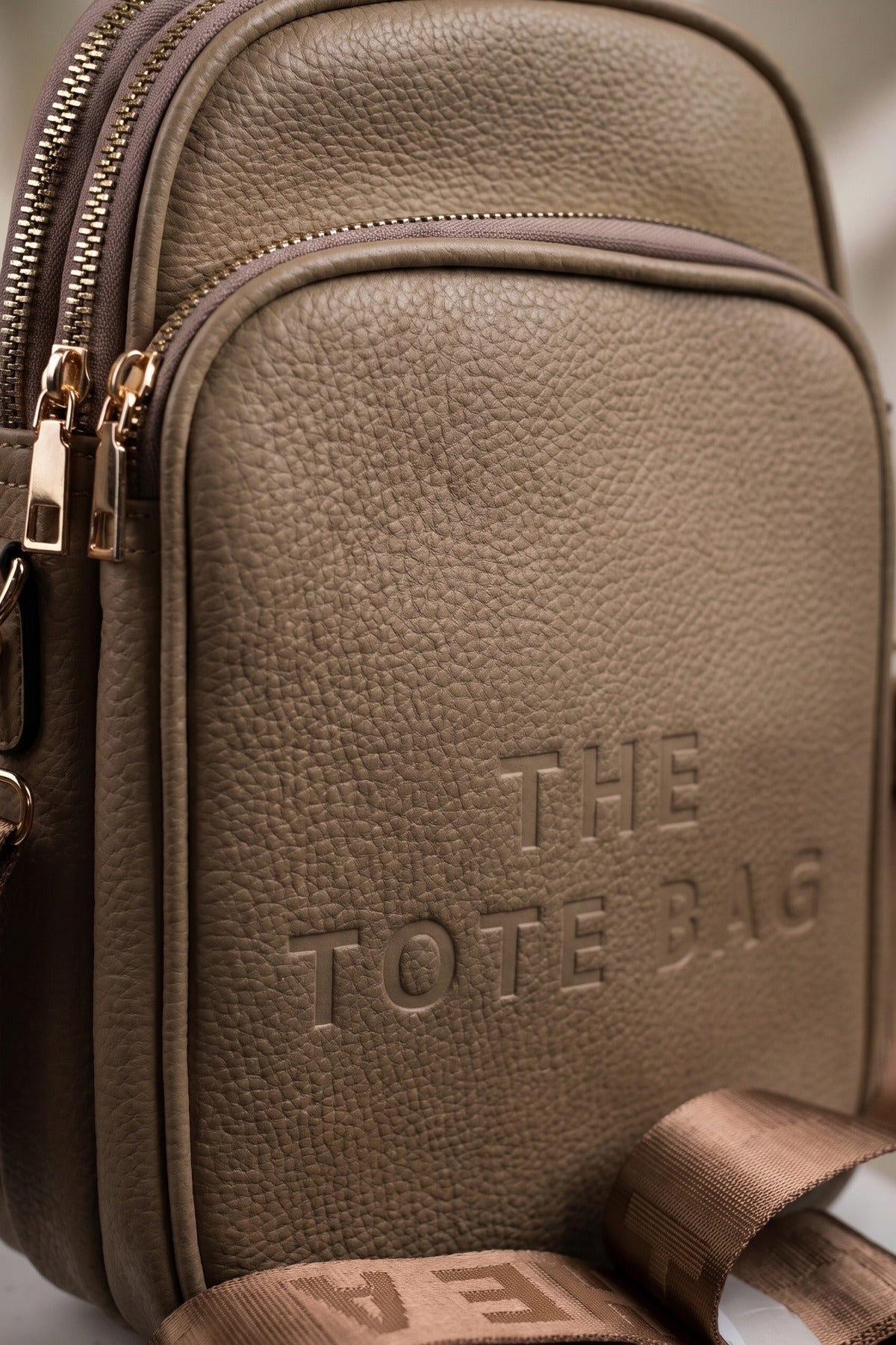 Ginevra Embossed Faux Leather Crossbody Bag - Khaki
