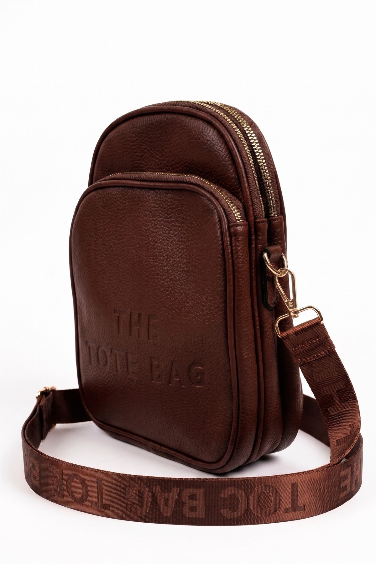 Ginevra Embossed Faux Leather Crossbody Bag - Brown