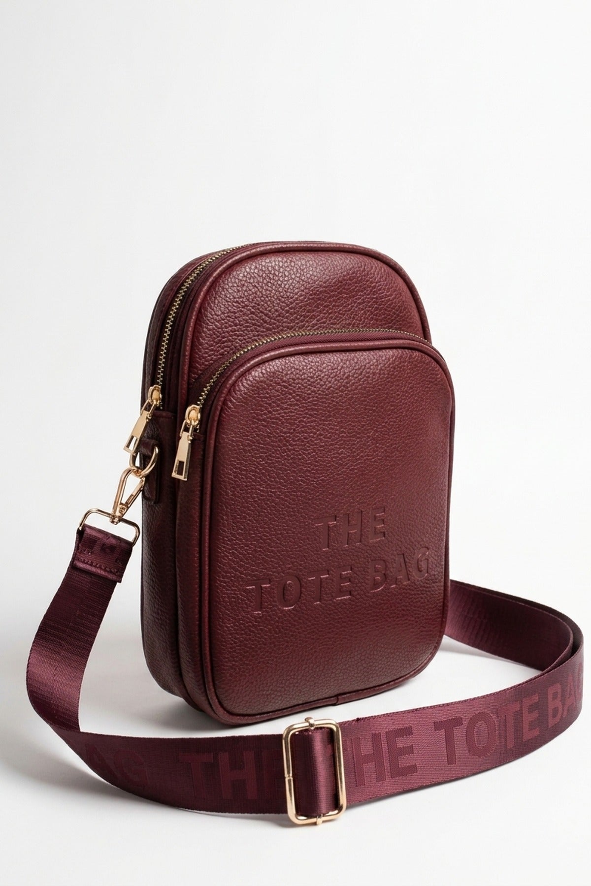 Ginevra Embossed Faux Leather Crossbody Bag - Wine