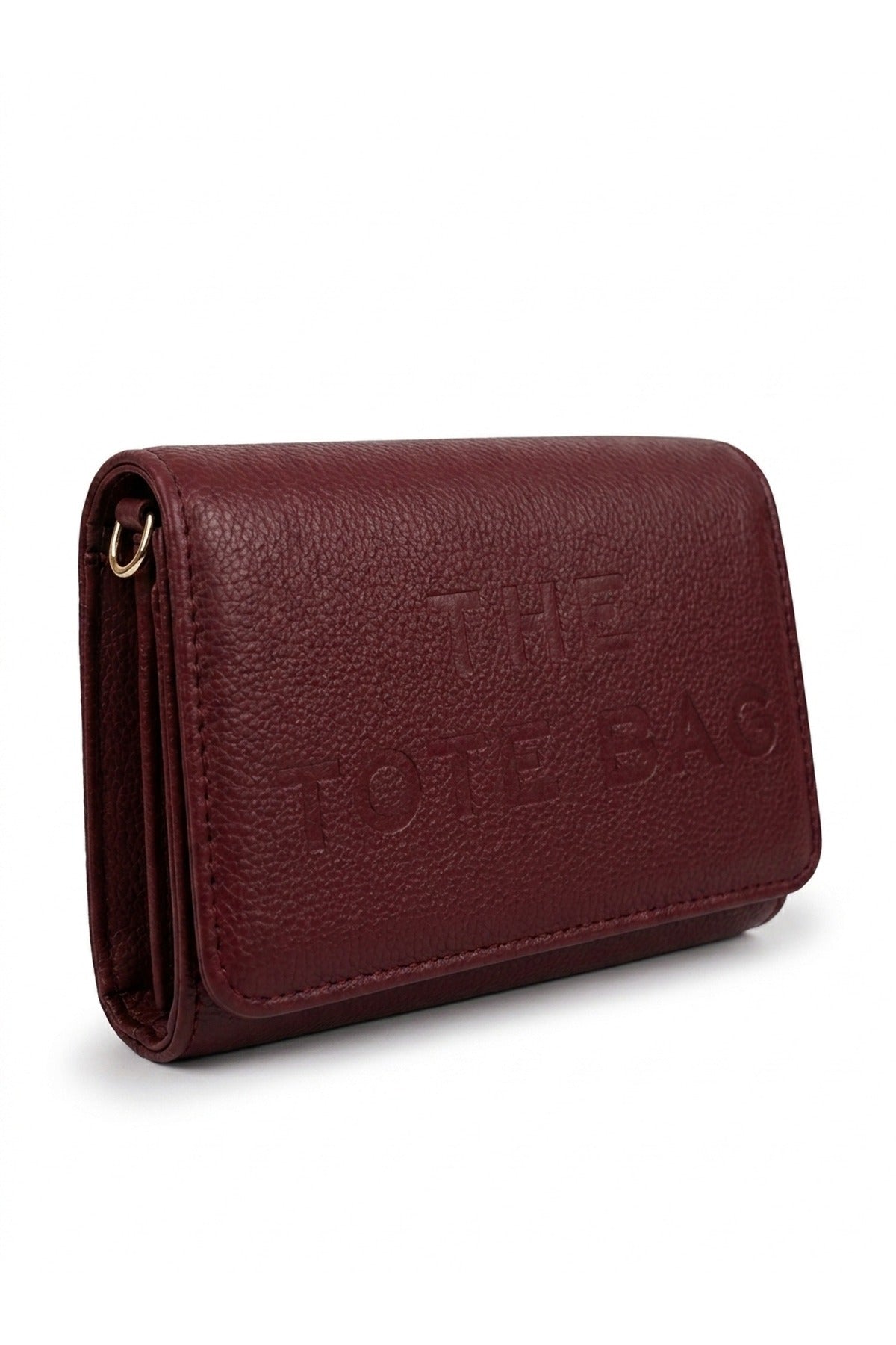 Constance Pebbled Faux Leather Text Bag - Wine