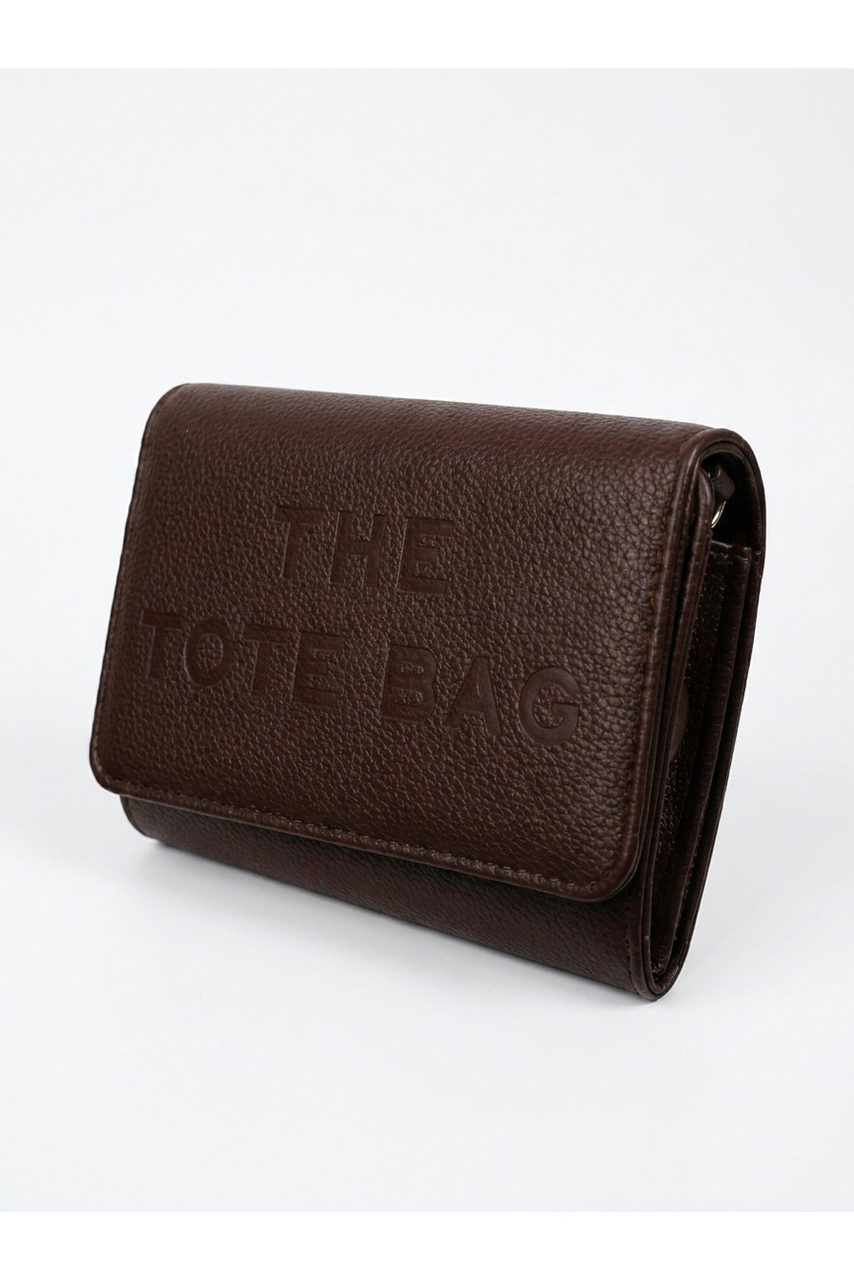 Constance Pebbled Faux Leather Text Bag - Brown