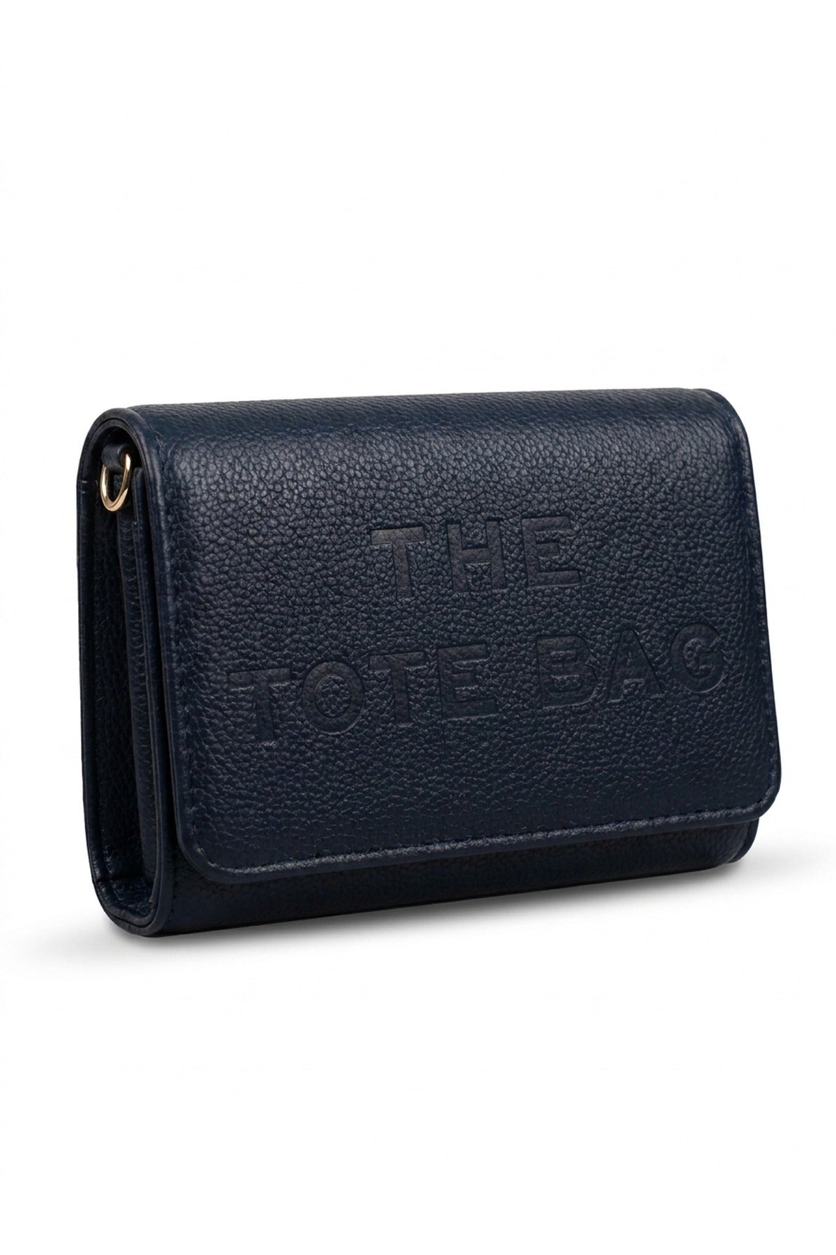 Constance Pebbled Faux Leather Text Bag - Navy