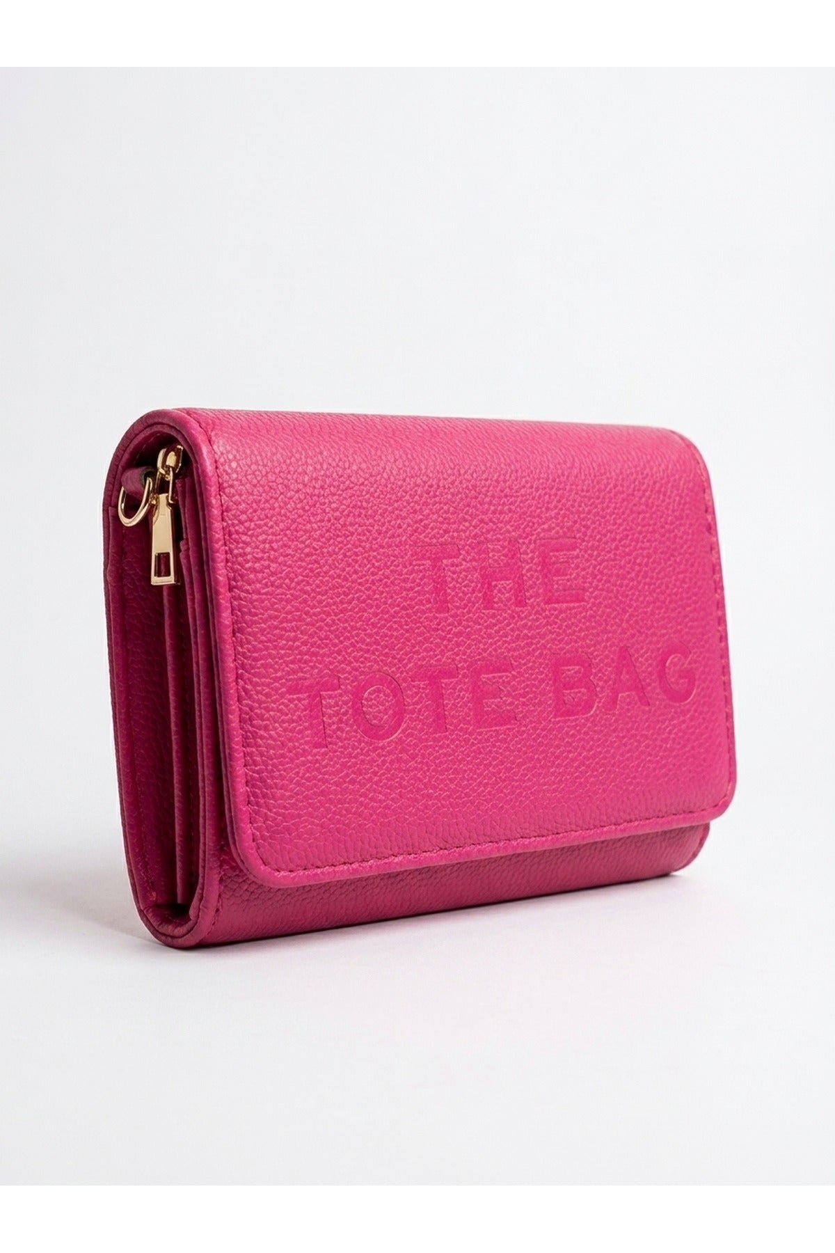 Constance Pebbled Faux Leather Text Bag - Rose