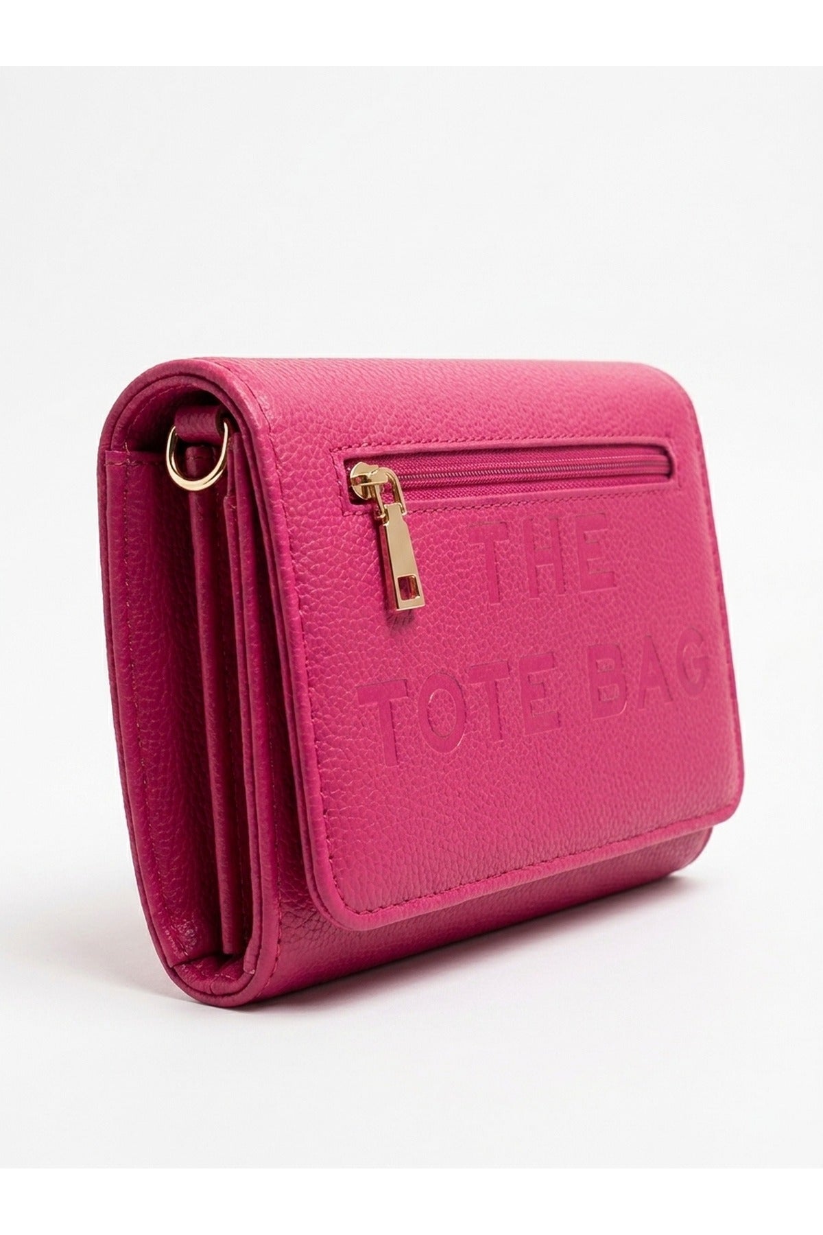 Constance Pebbled Faux Leather Text Bag - Rose
