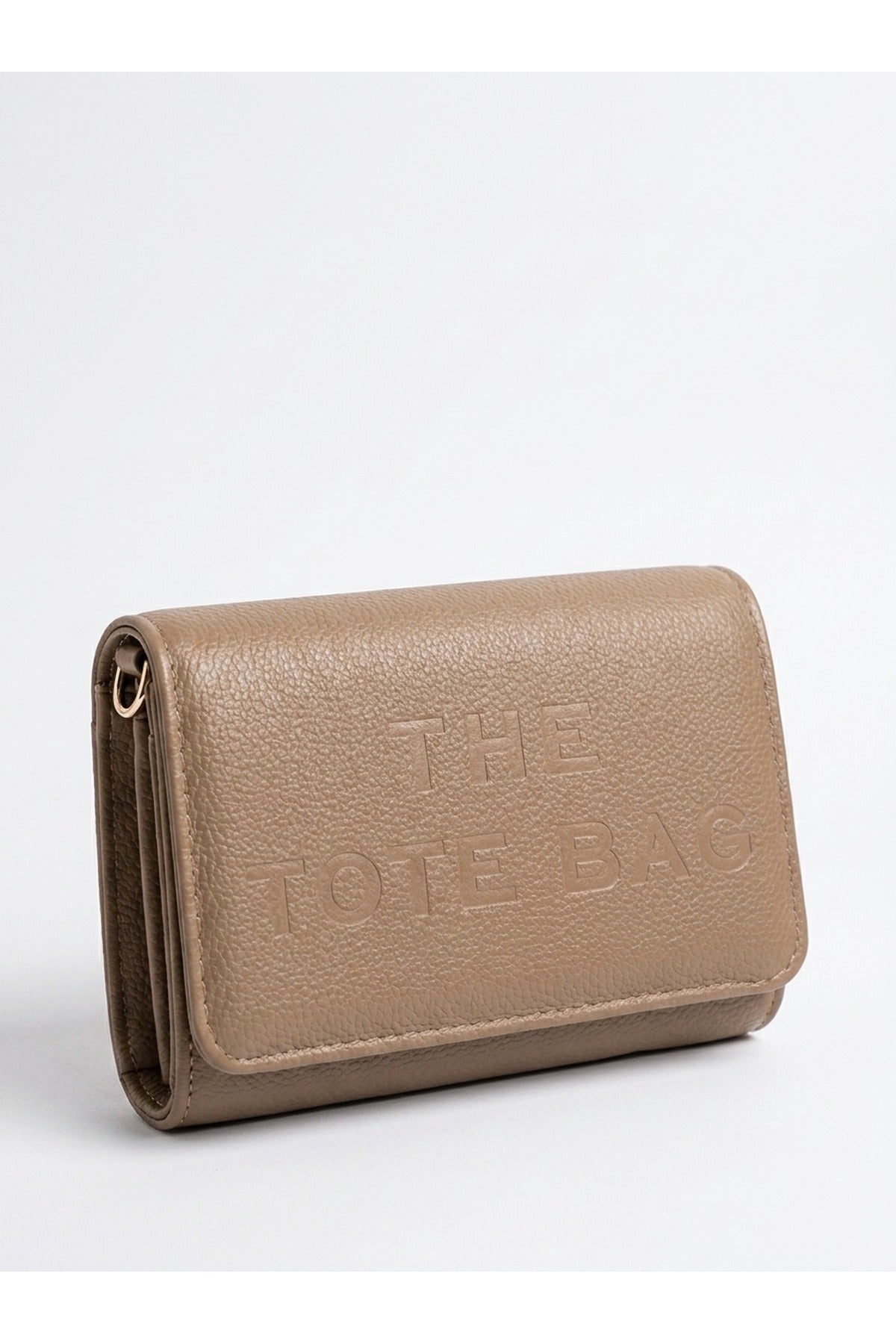 Constance Pebbled Faux Leather Text Bag - Khaki
