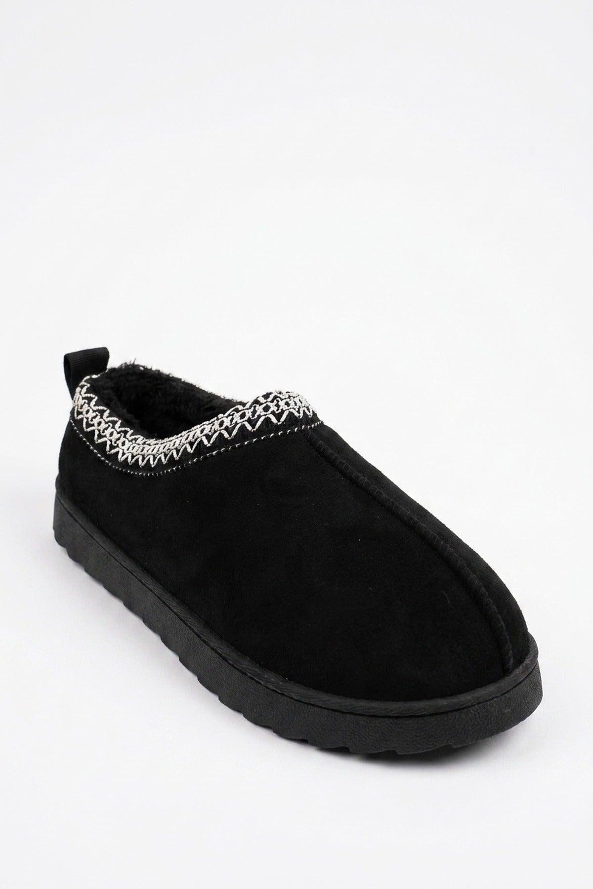 Odette Faux Suede Lined Slipper Mules - Black
