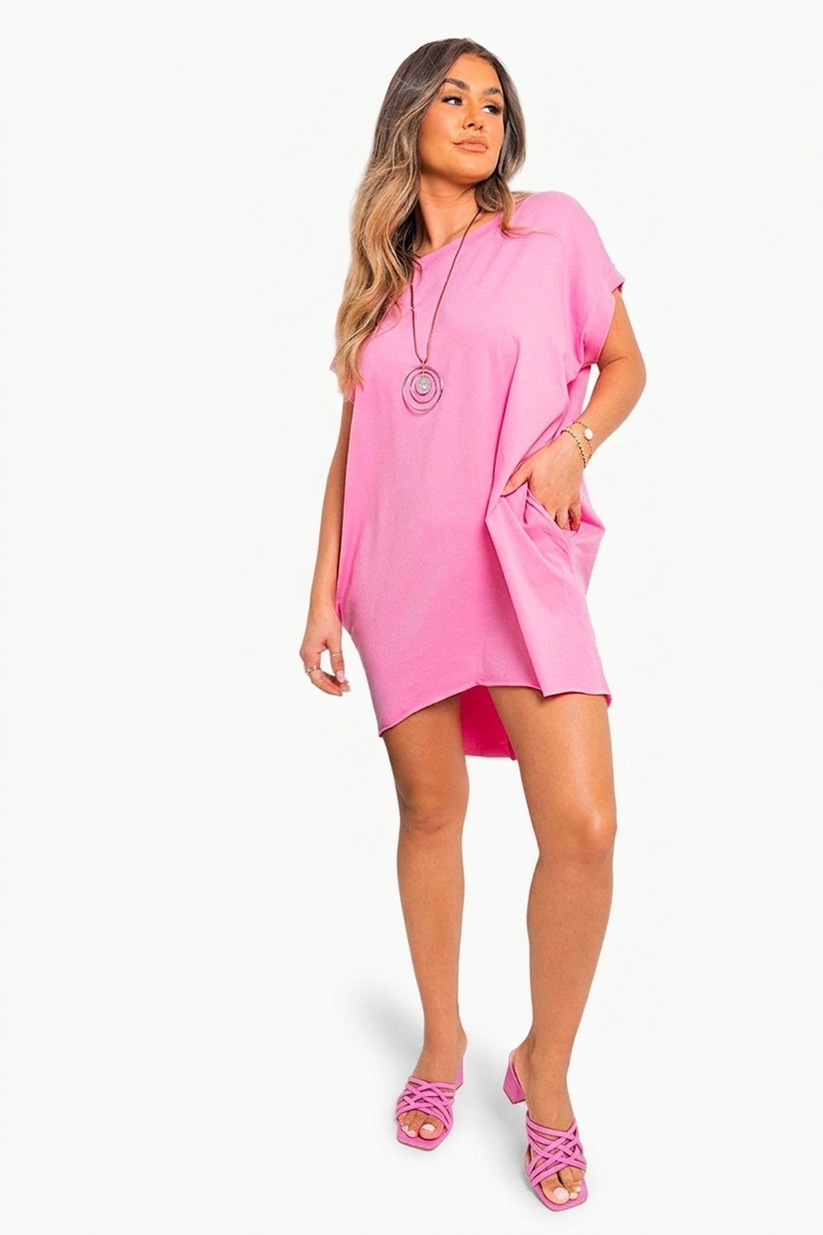 Esme Short Sleeve With Front Pockets Top - PINK