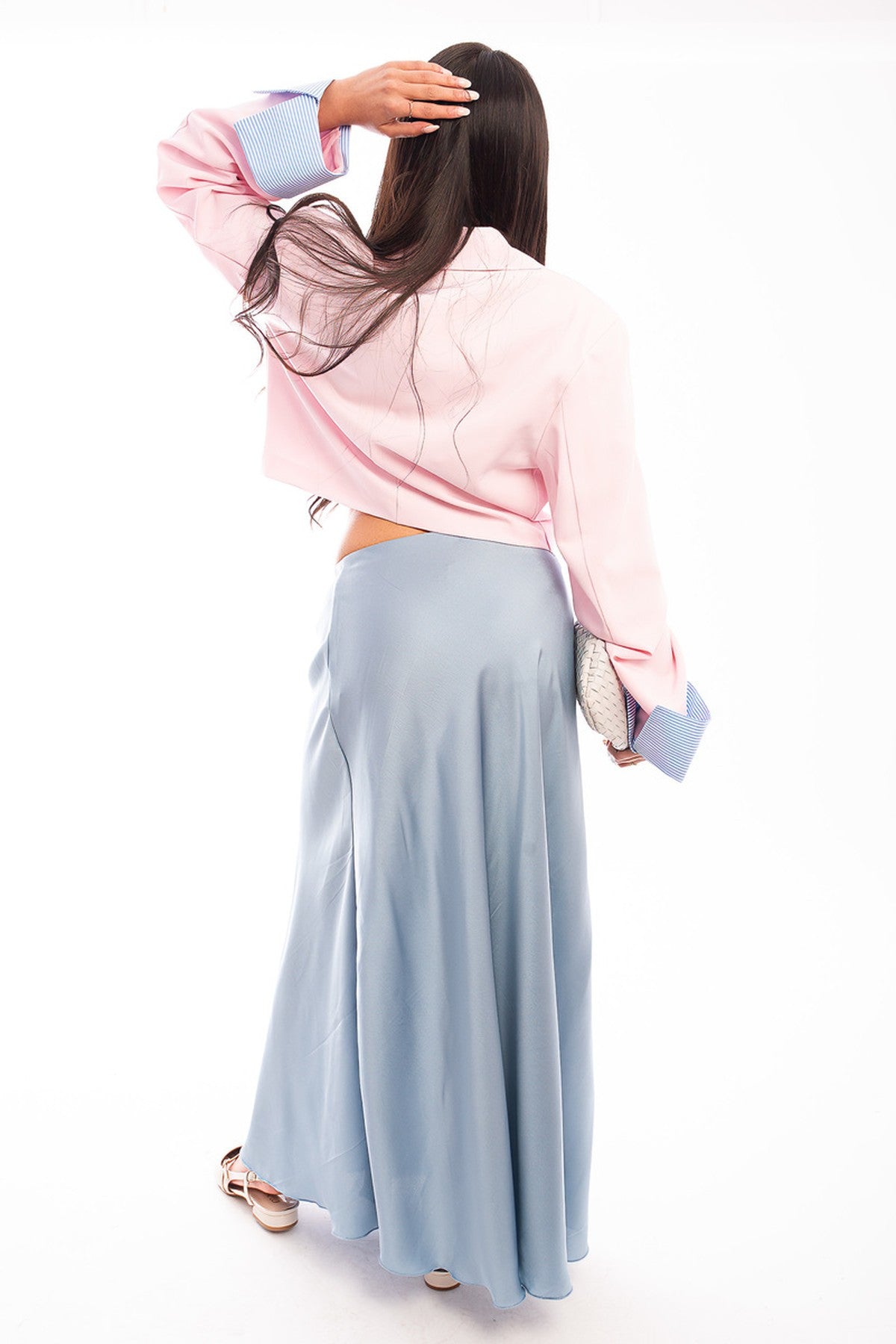 Estella Lightweight High Waisted Maxi Skirt - Blue