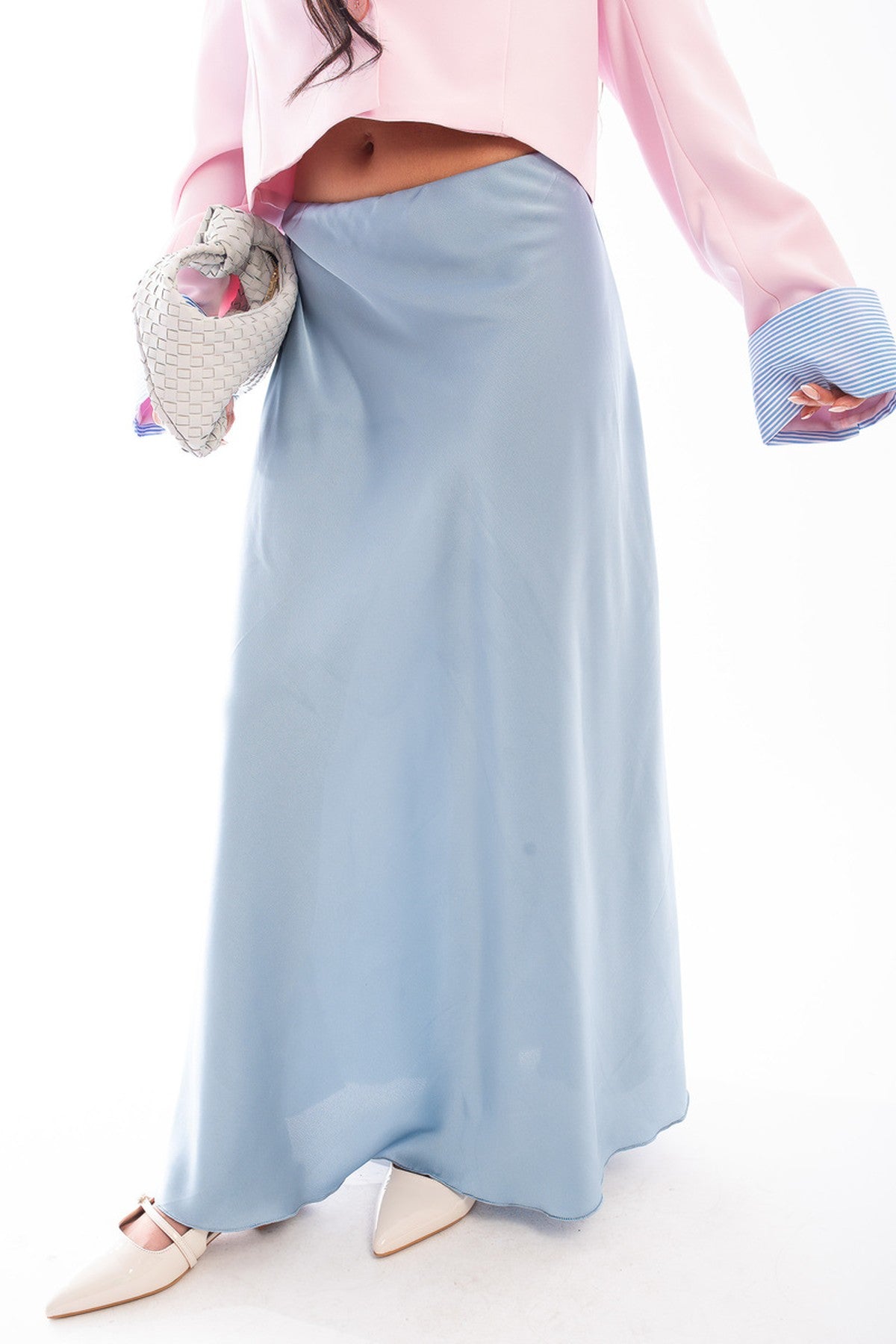 Estella Lightweight High Waisted Maxi Skirt - Blue