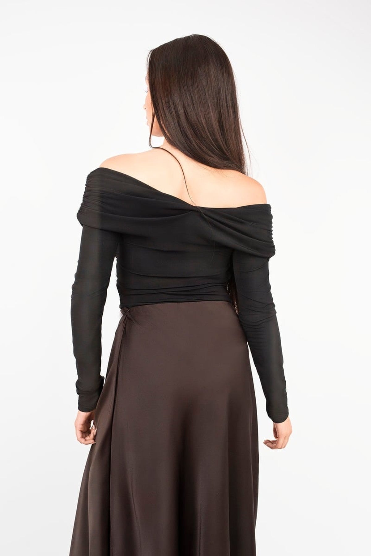 Estella Lightweight High Waisted Maxi Skirt - Choc Brown