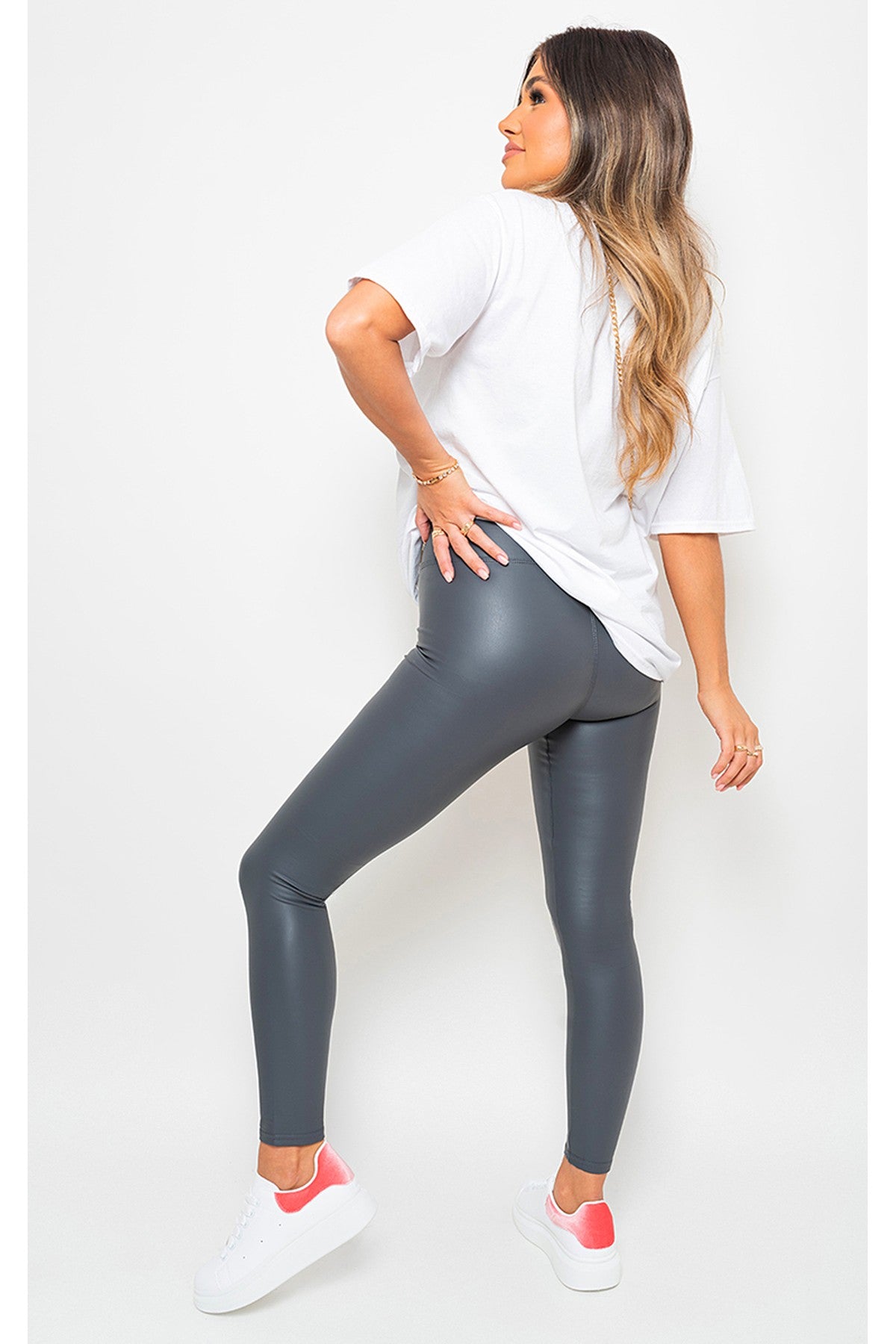 Eunice Faux Leather Leggings - Grey