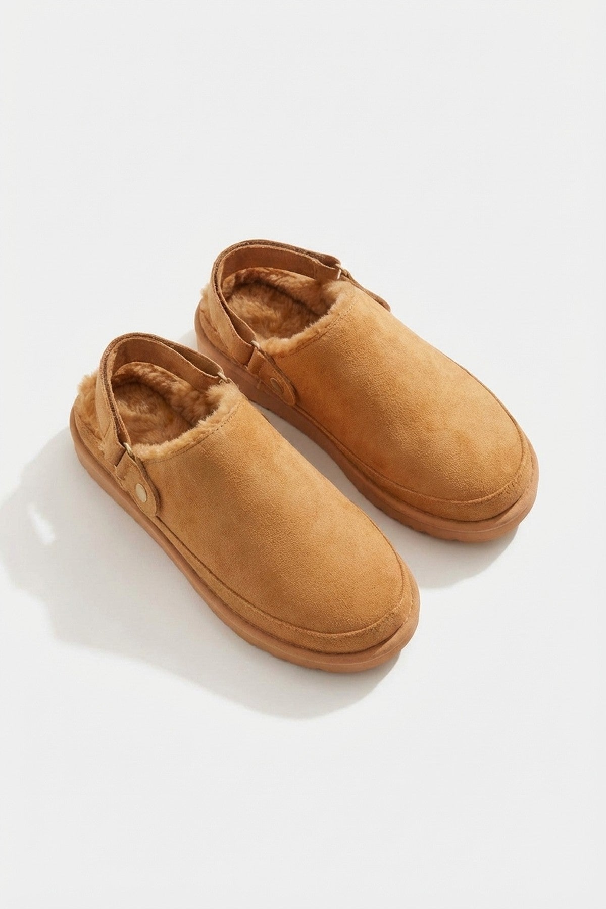 Niraya Faux Suede Slingback Mule Sandals With Cuff Strap - Camel