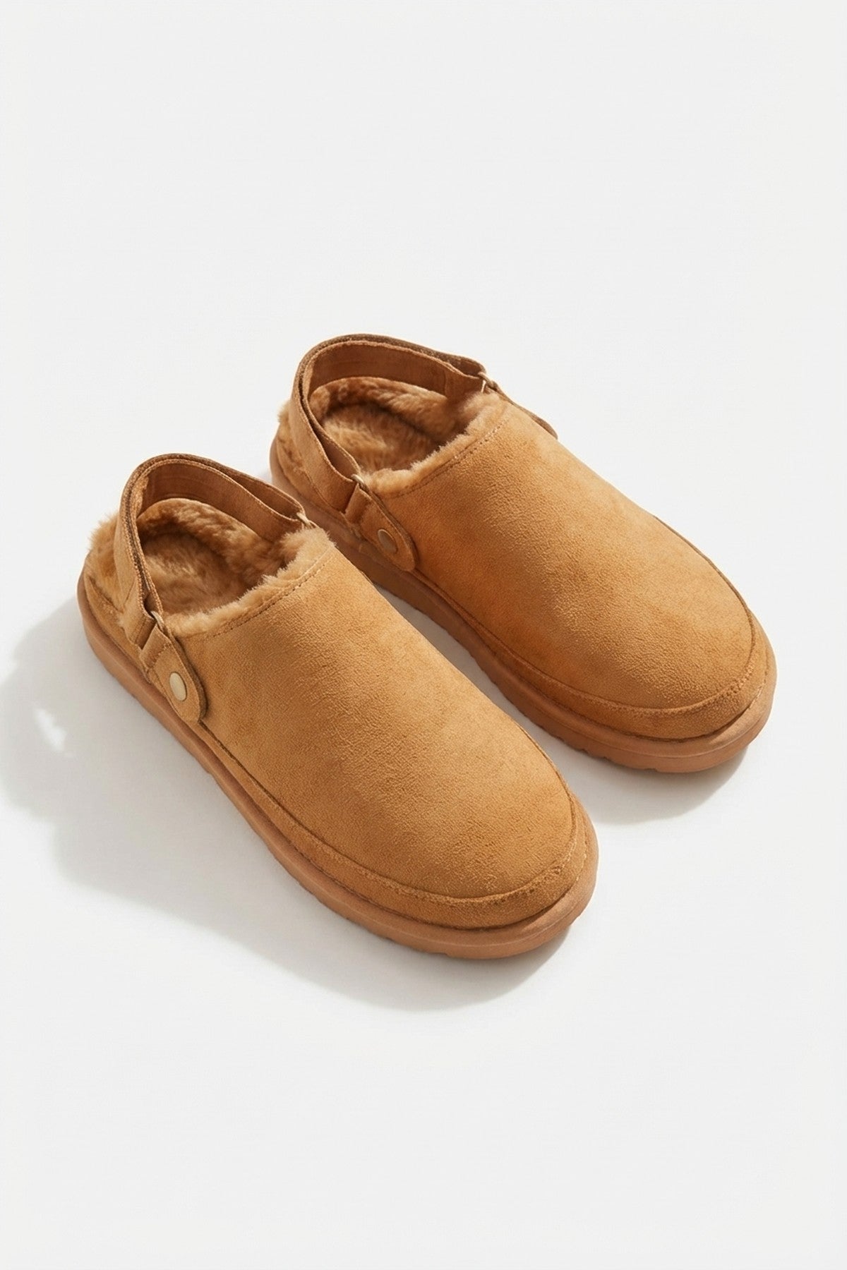 Niraya Faux Suede Slingback Mule Sandals With Cuff Strap - Camel
