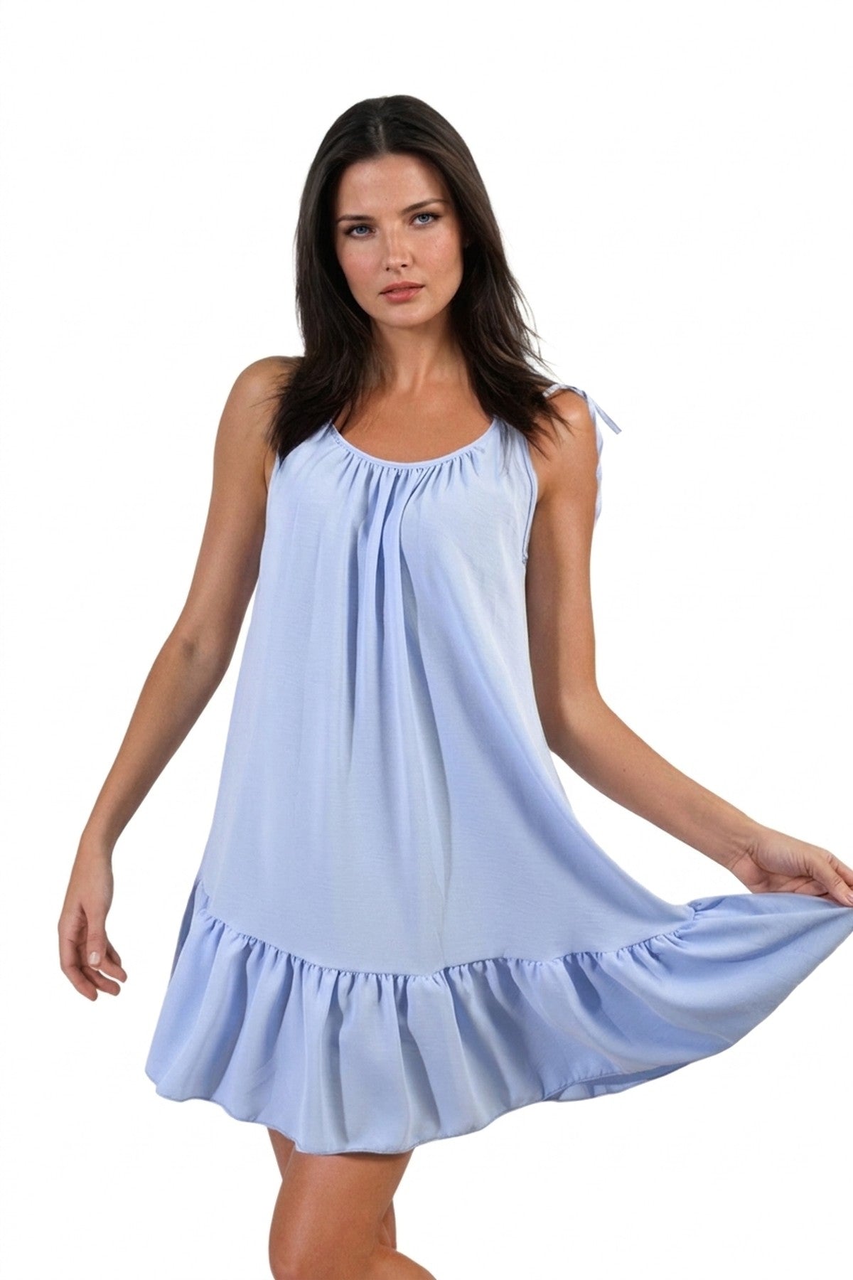 Faye Backless Tie-up Spaghetti Strap Frill Hem Mini Dress - Sky Blue_wb
