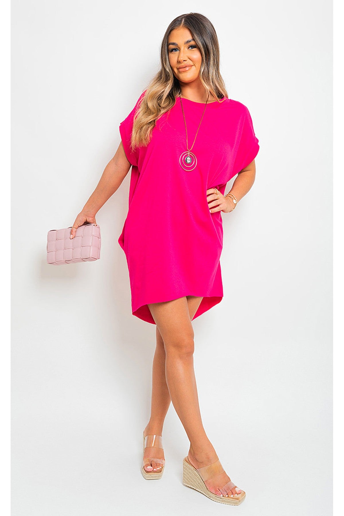 Esme Short Sleeve With Front Pockets Top - Fuschia