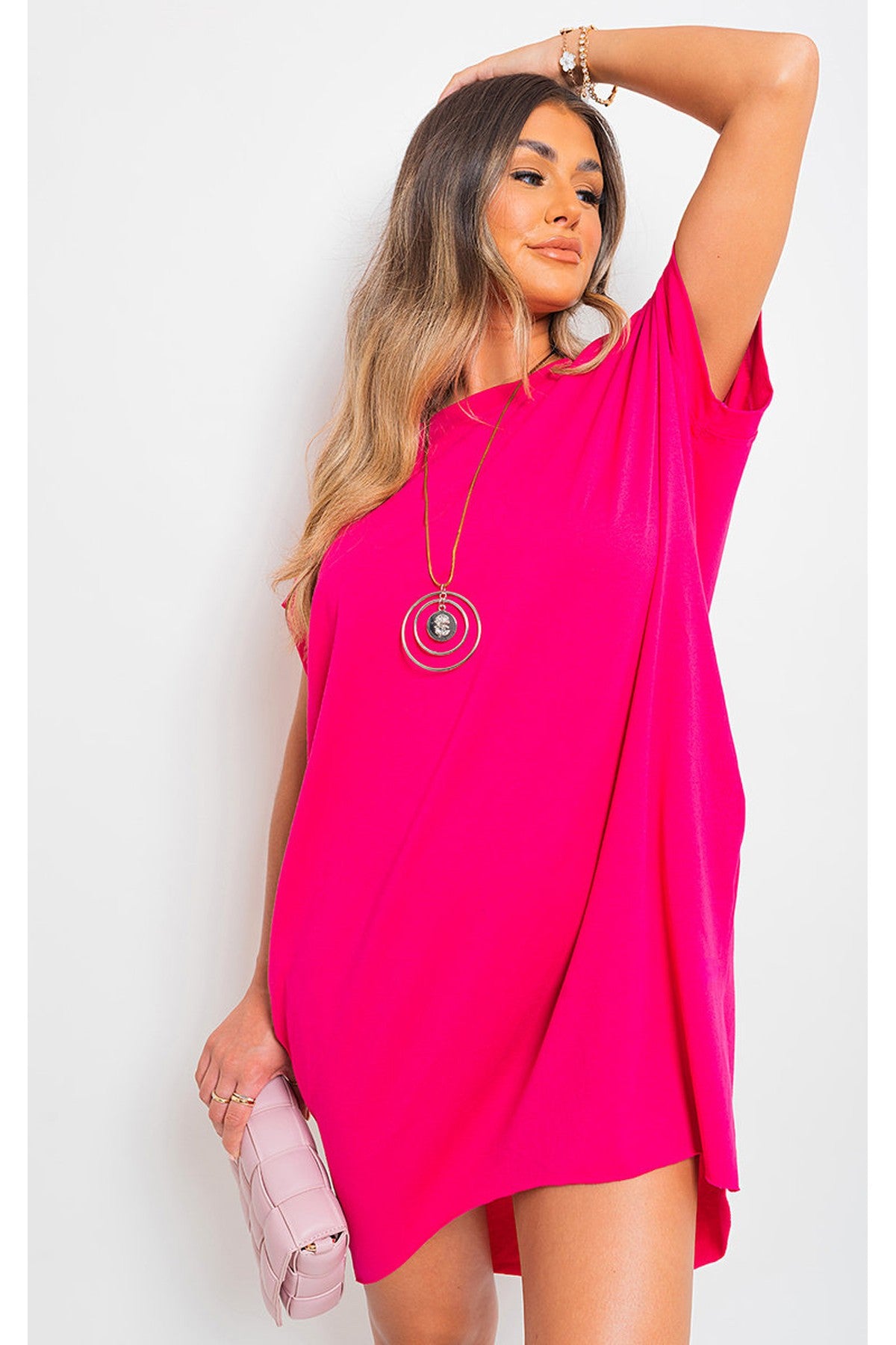 Esme Short Sleeve With Front Pockets Top - Fuschia
