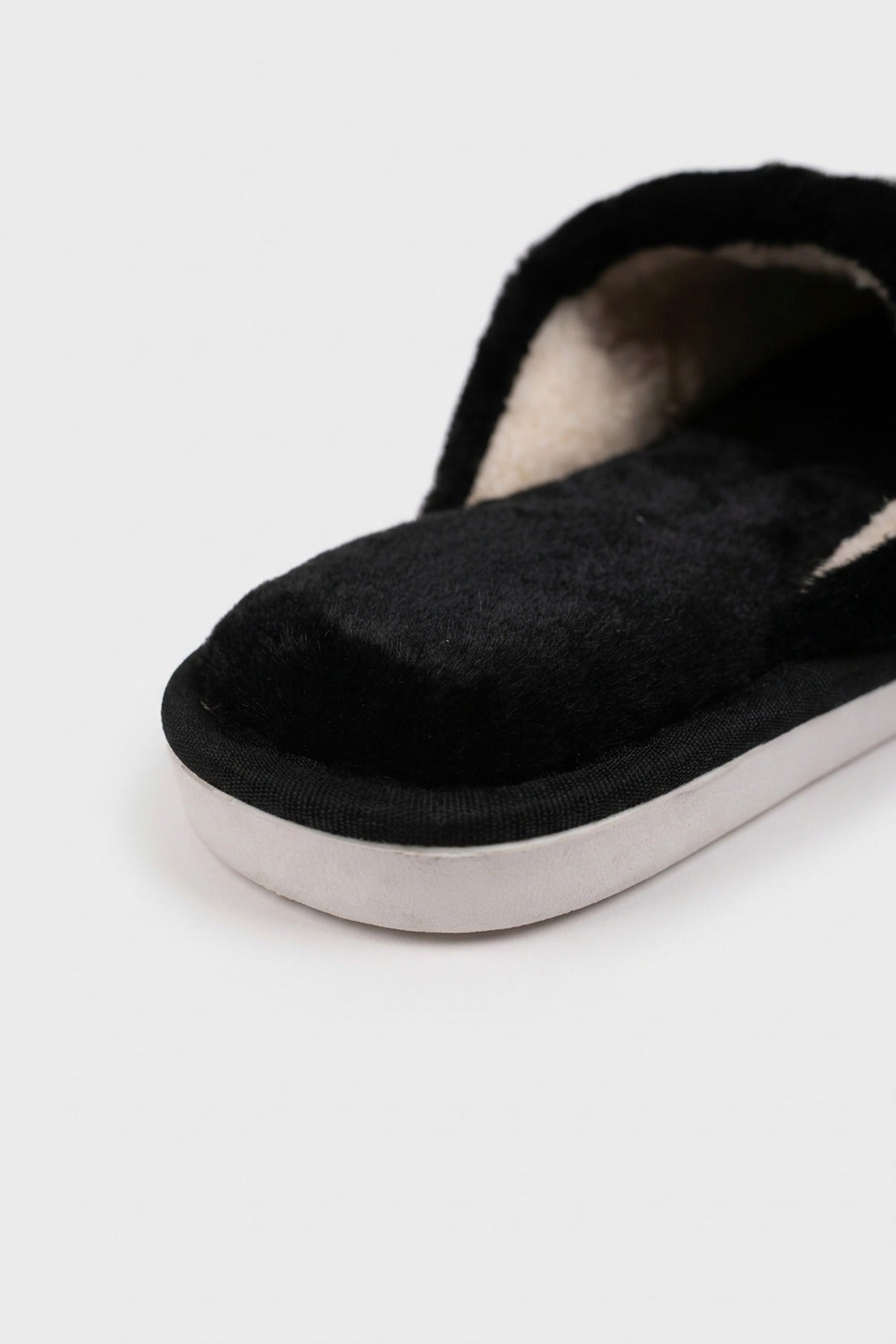 Silke Faux Fur Embellished Slippers - Black