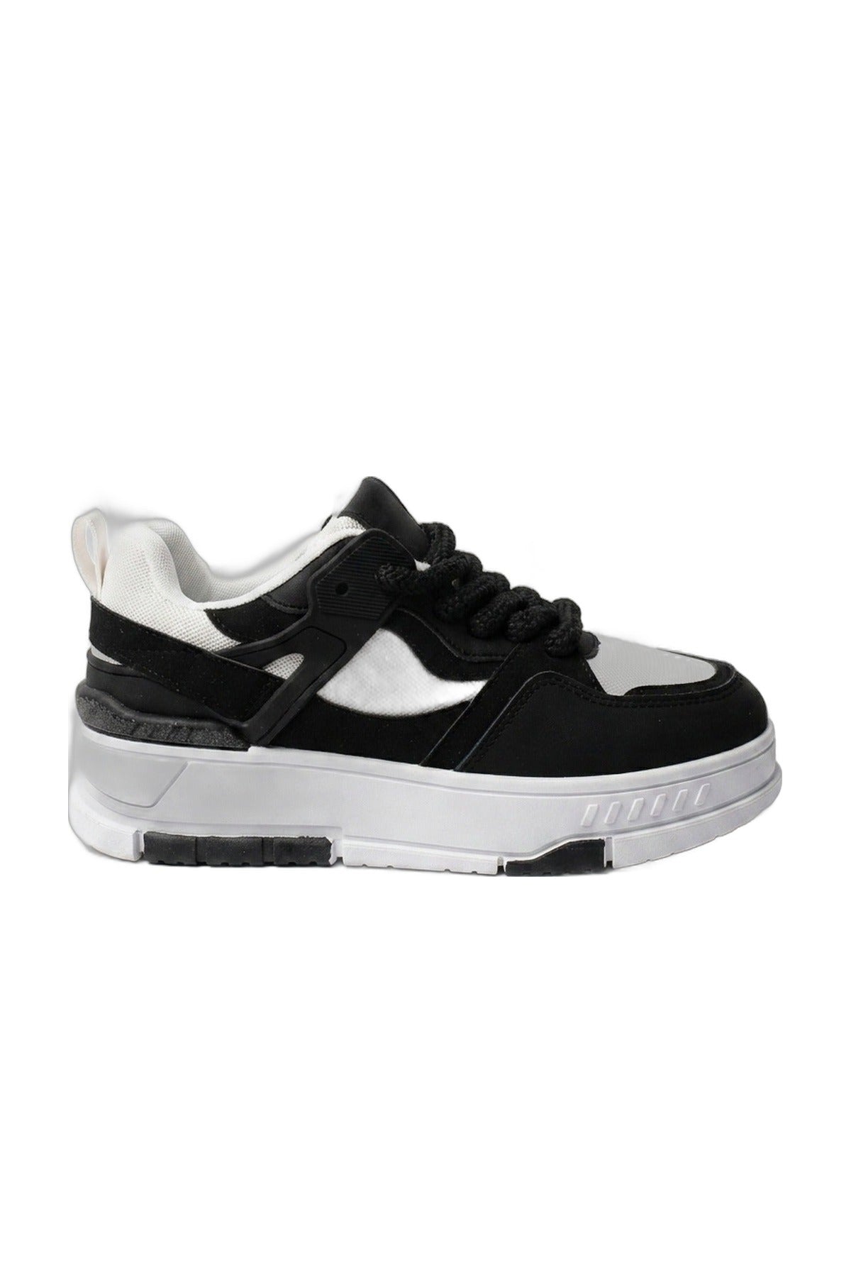 Genevieve Monochrome Chunky Sole Trainers - Black_wb