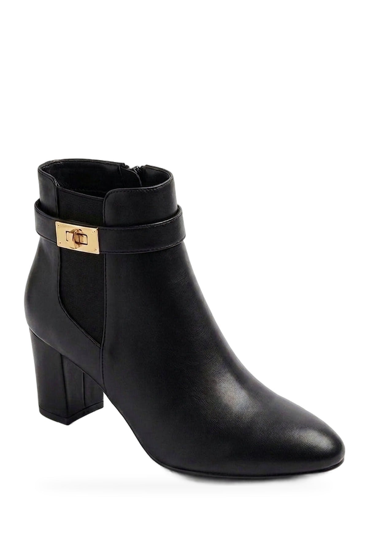 Genevieve Pointed Toe Block Heel Boots - Black