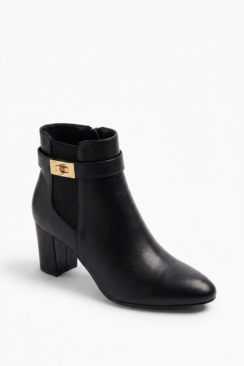 Genevieve Pointed Toe Block Heel Boots - Black_wb
