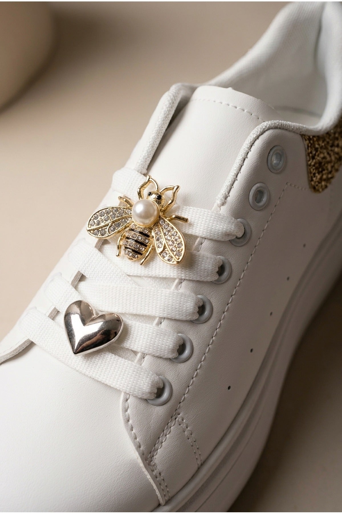 Sloane White Platform Trainers - Gold