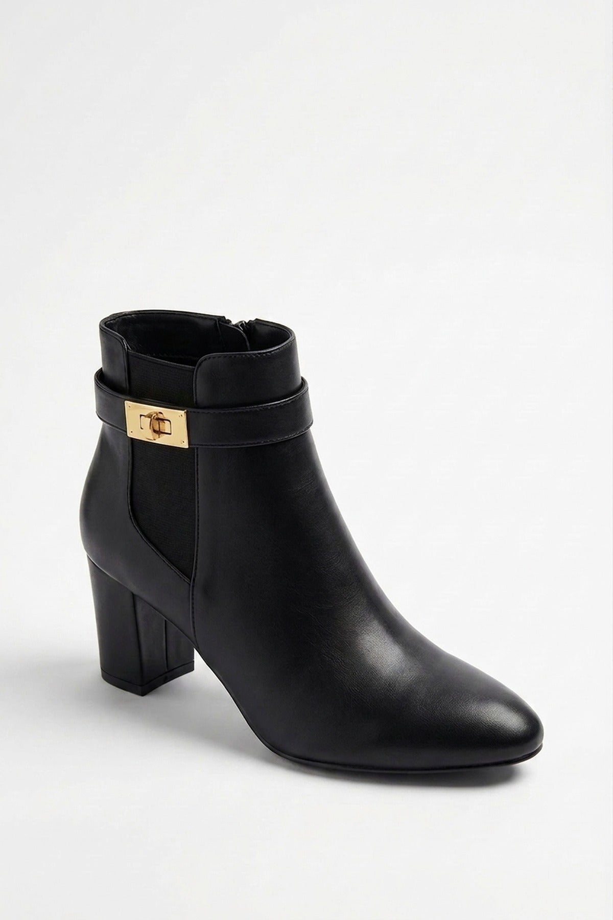 Genevieve Pointed Toe Block Heel Boots - Black