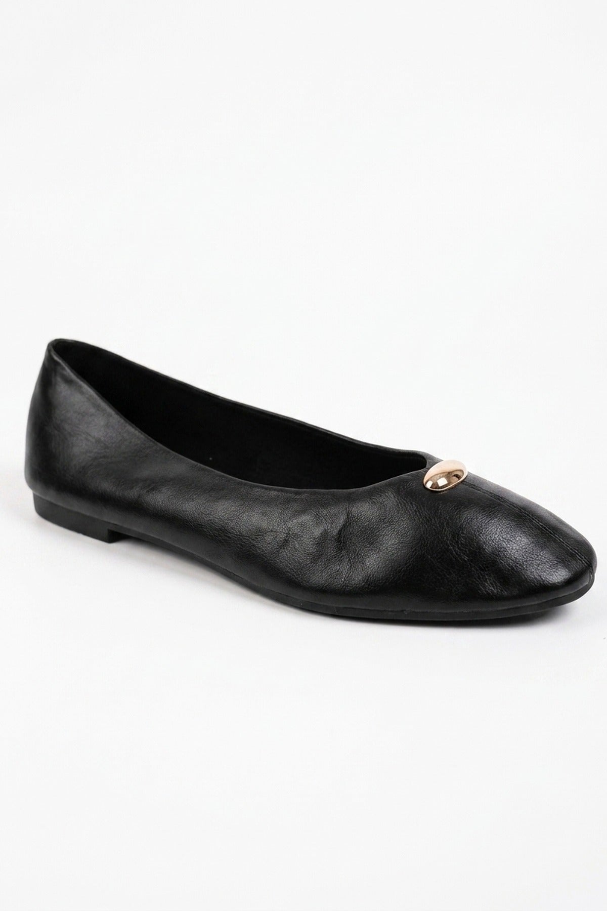 Edie Square Toe Ballet Flats - Black