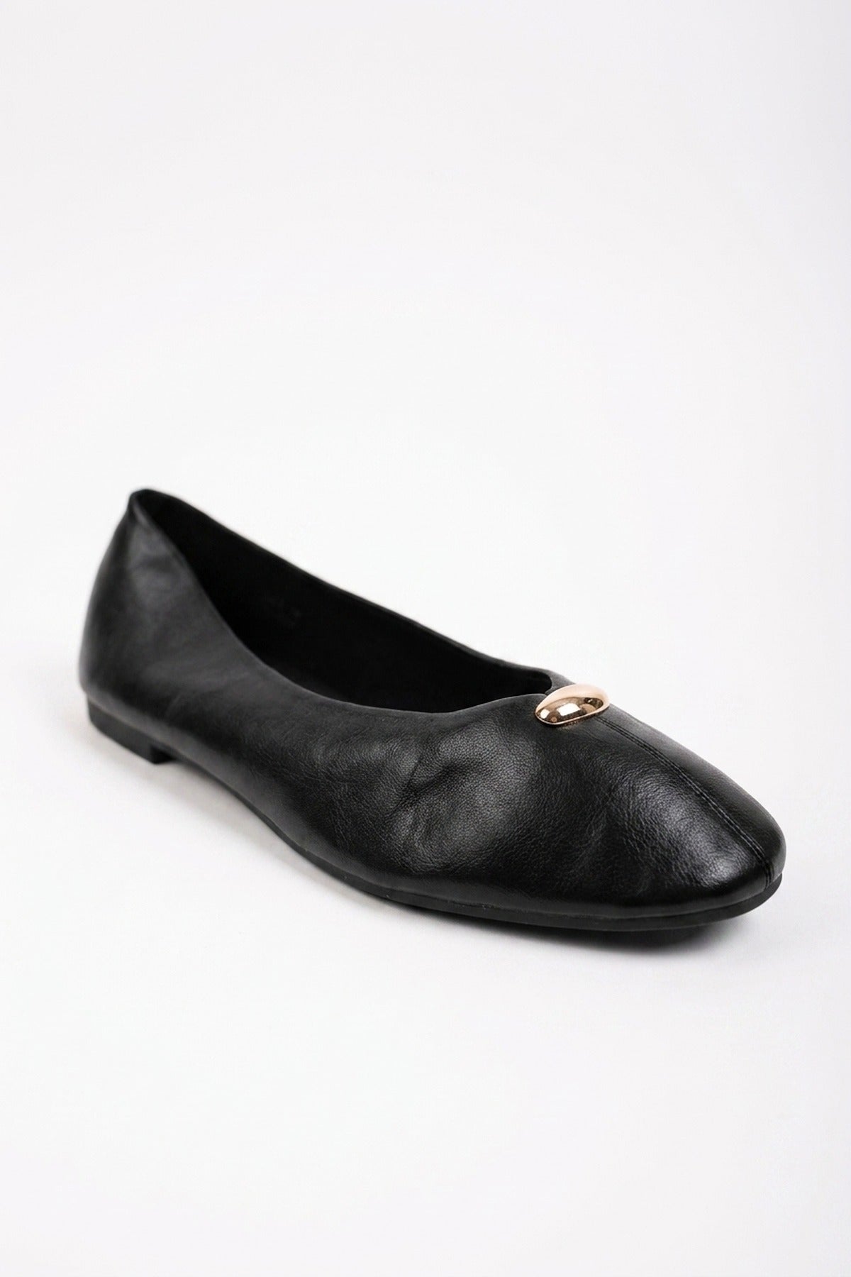 Edie Square Toe Ballet Flats - Black