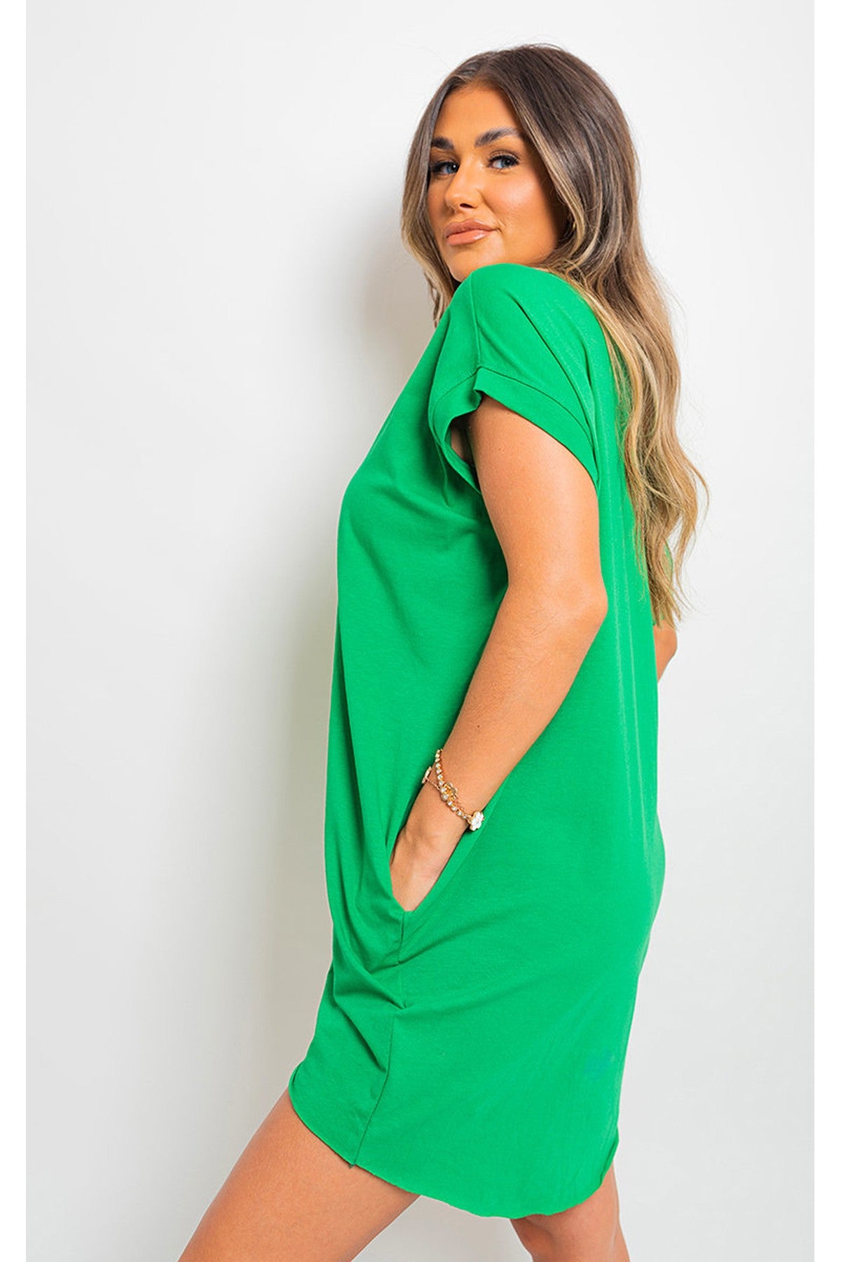 Esme Short Sleeve With Front Pockets Top - Green