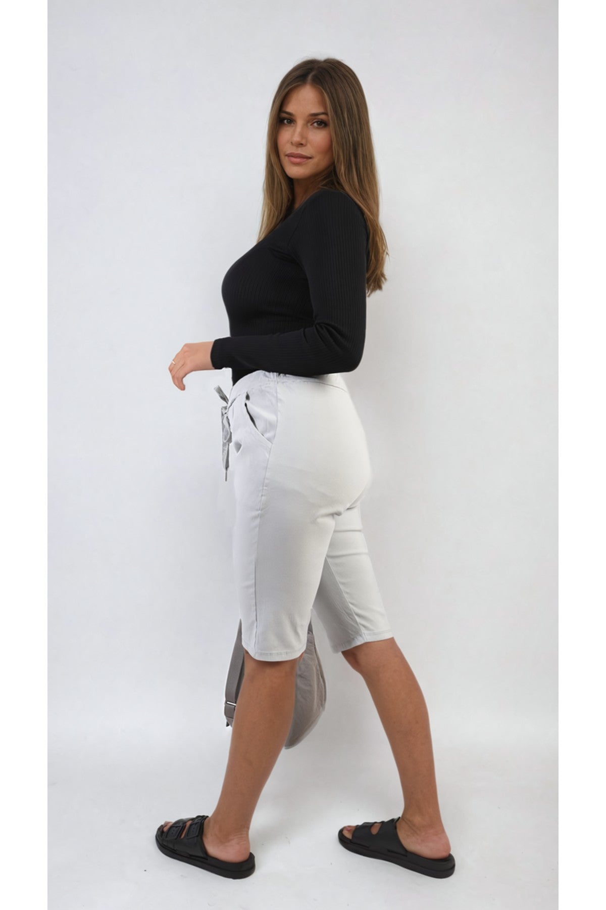 Eloisa Cargo Pocket Trouser With Drawstring - Grey