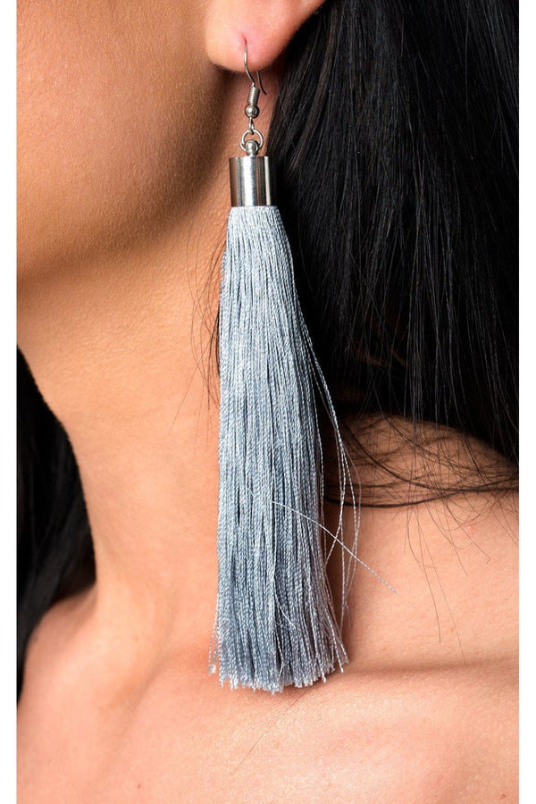 Rita Tassel Earrings - Grey