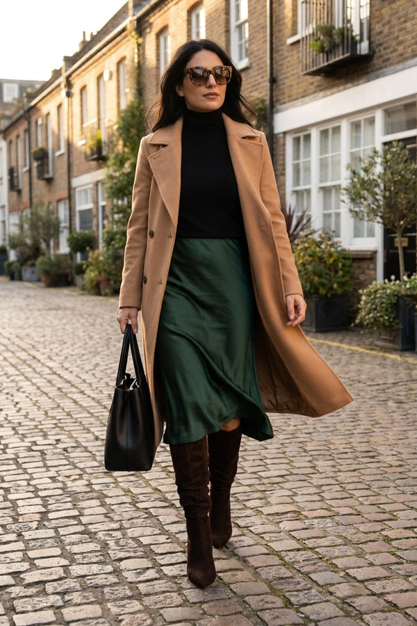 Vita Slouchy Faux Suede Knee High Block Heel Boots - Brown
