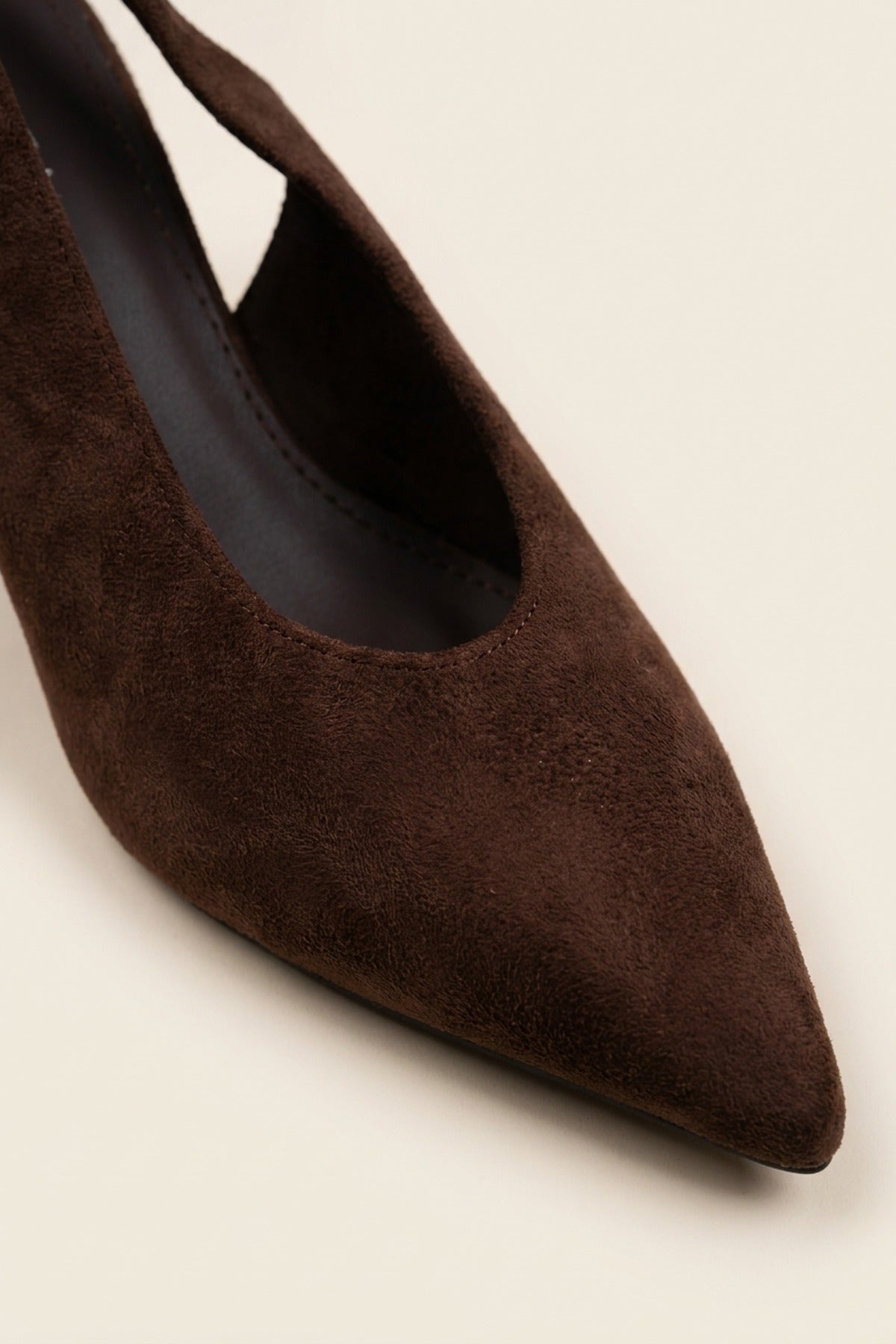 Saoirse Faux Suede Pointed Toe Heels - Brown