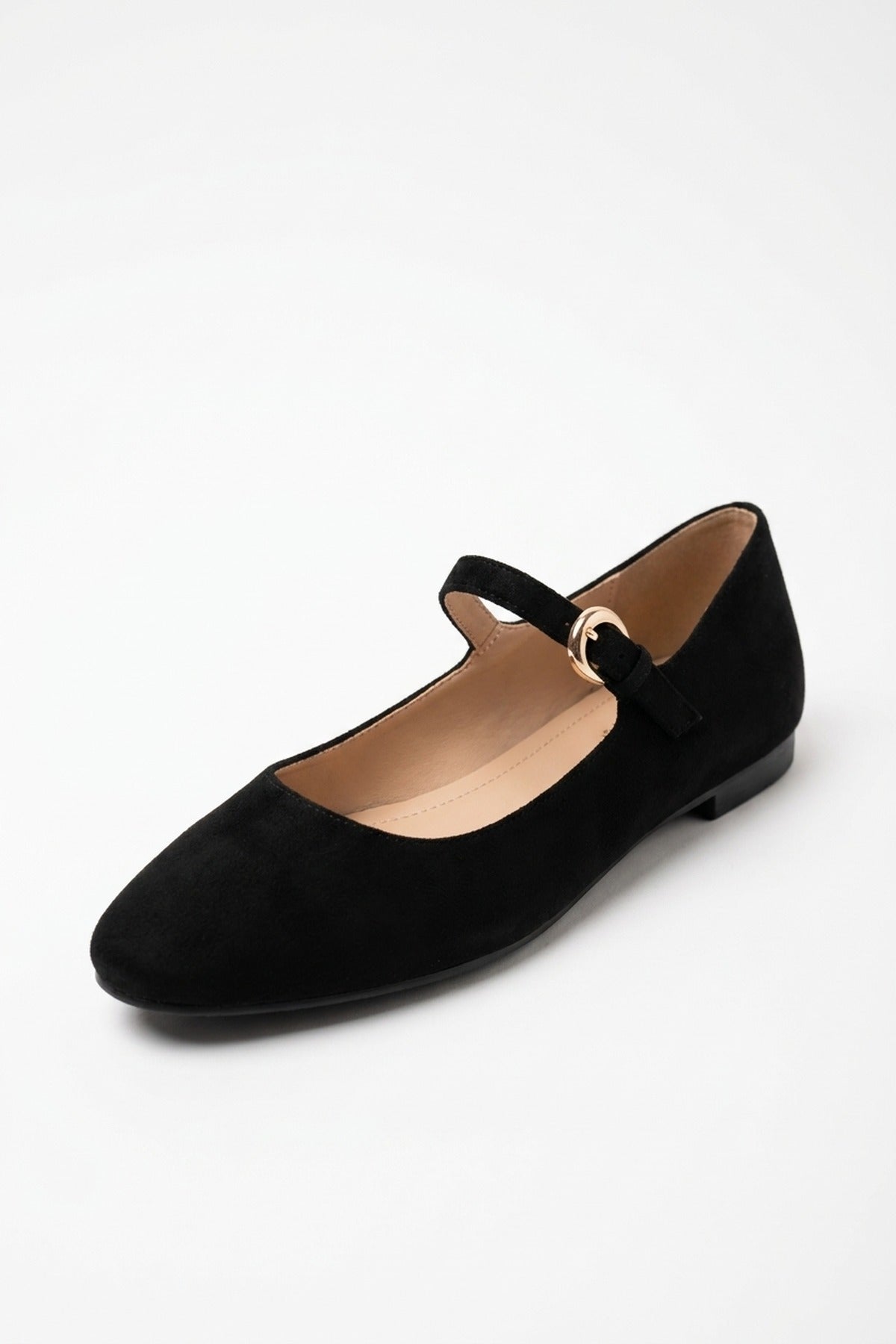 Constance Faux Suede Mary Jane Ballet Flats - Black