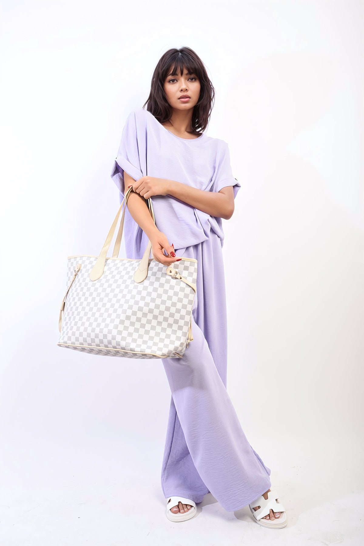 Hailey Oversized Top And Wide Leg Trousers Co-ord Set - Lilac