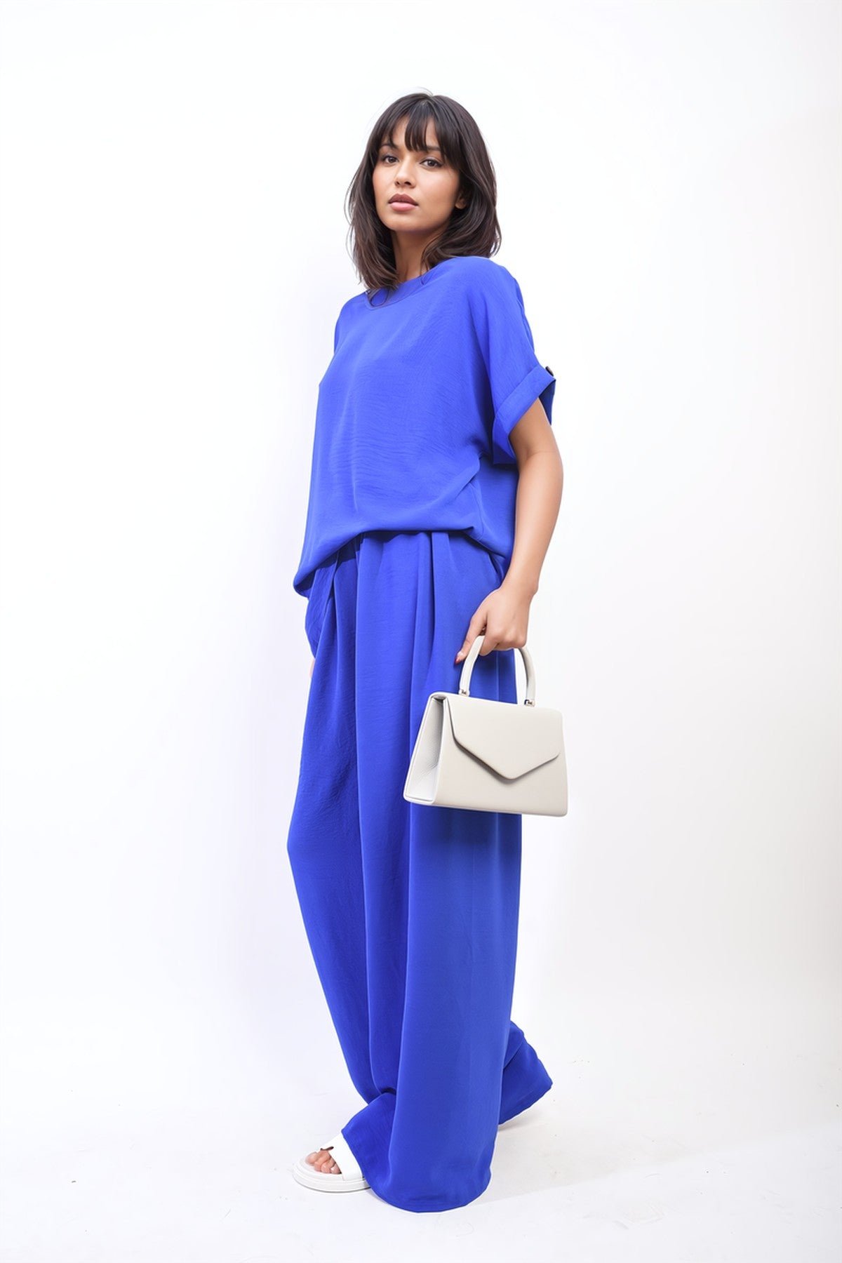 Hailey Oversized Top And Wide Leg Trousers Co-ord Set - Royal