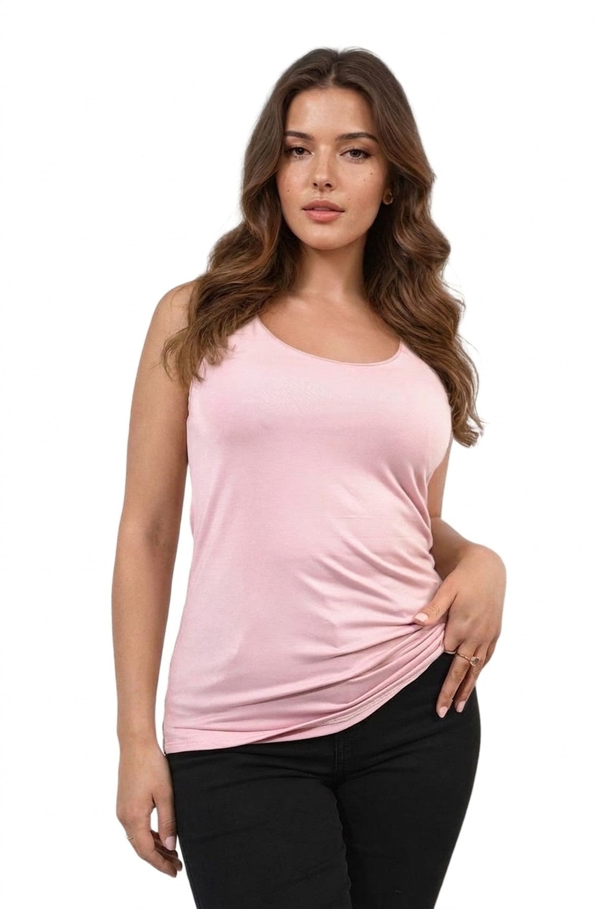 Hallie Scoop Neck Tank Top - Dusty Pink_wb