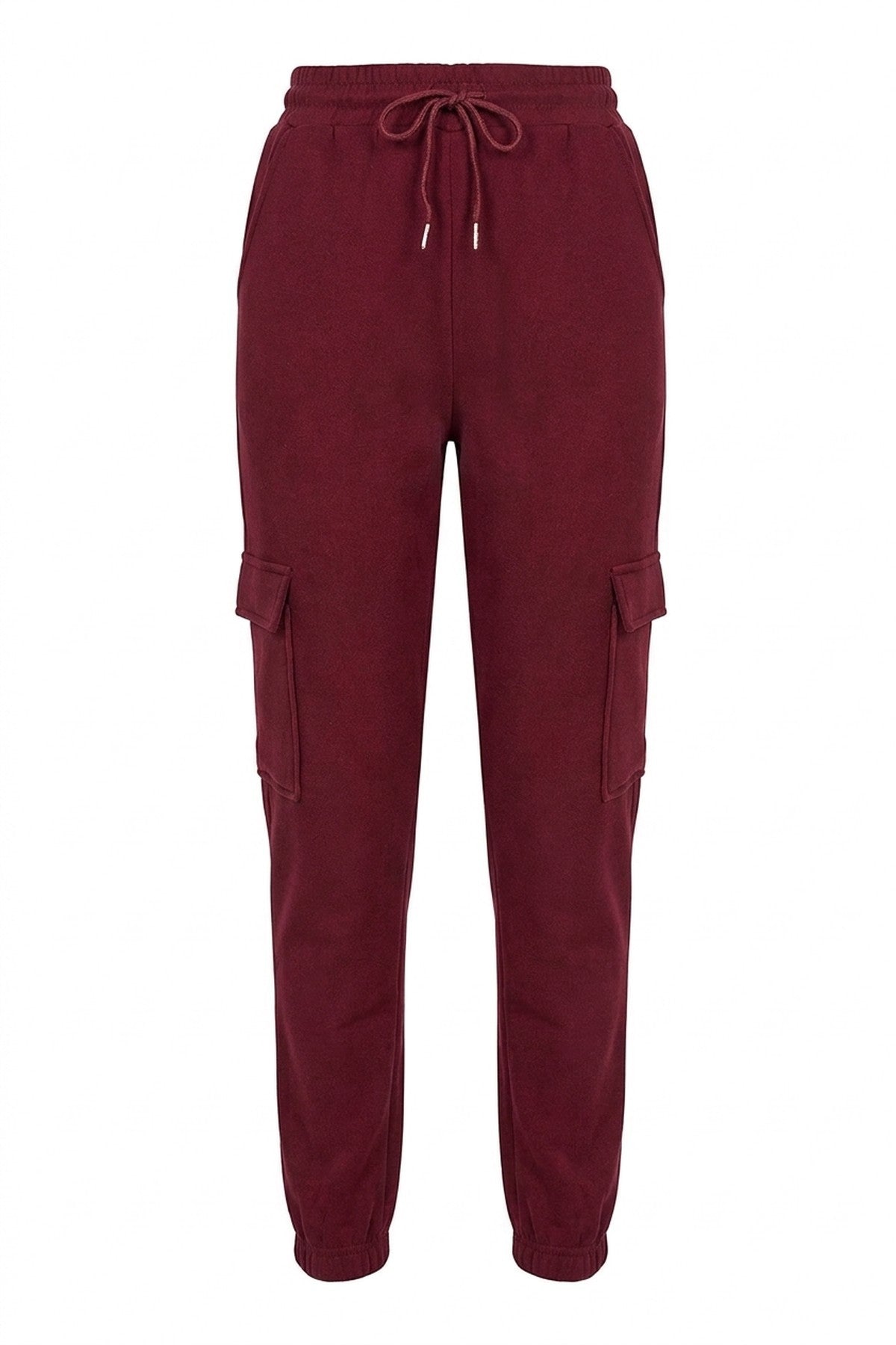 Holly Fleece Lined Cargo Pocket Trouser With Drawstring - Wine_wb