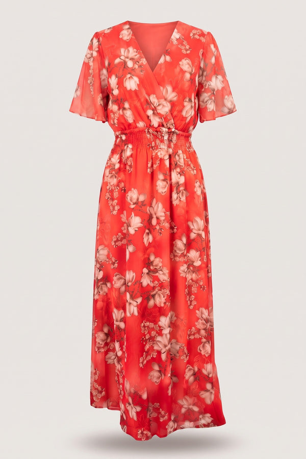 Ophelia Floral Wrap Maxi Dress - Red