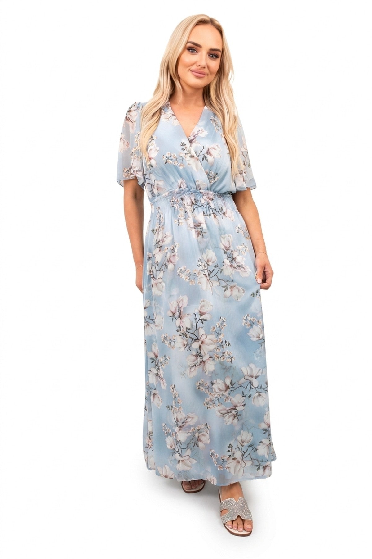 Ophelia Floral Wrap Maxi Dress - Sky Blue_wb