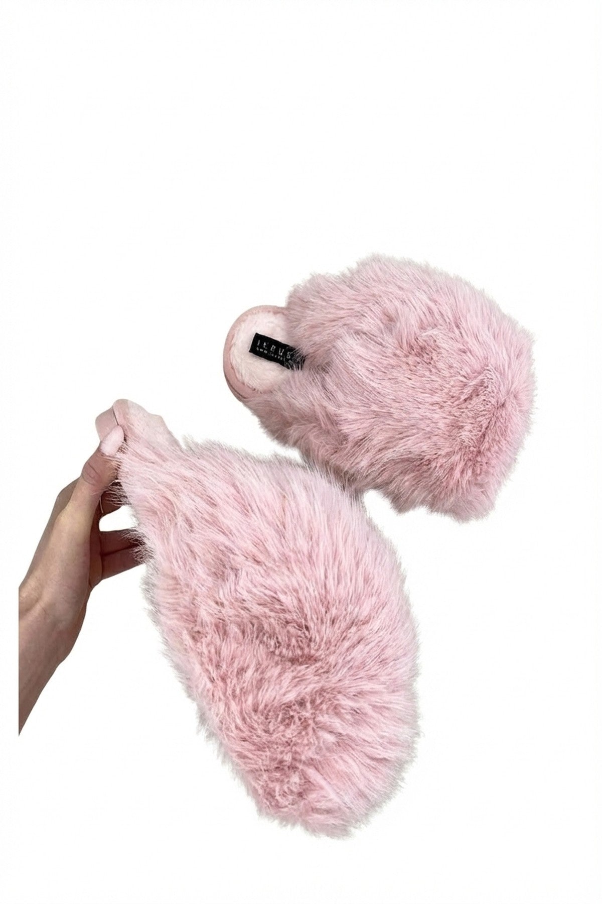 Nadia Fluffy Faux Fur Slippers - Pink