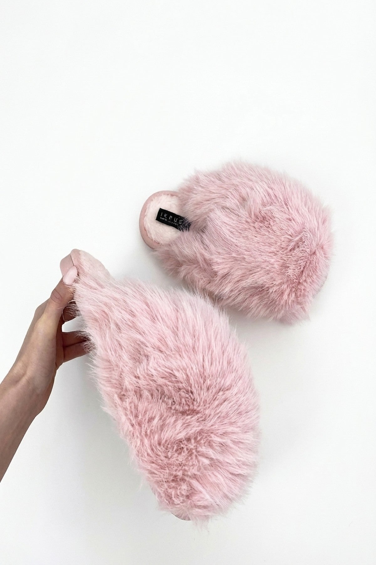 Nadia Fluffy Faux Fur Slippers - Pink