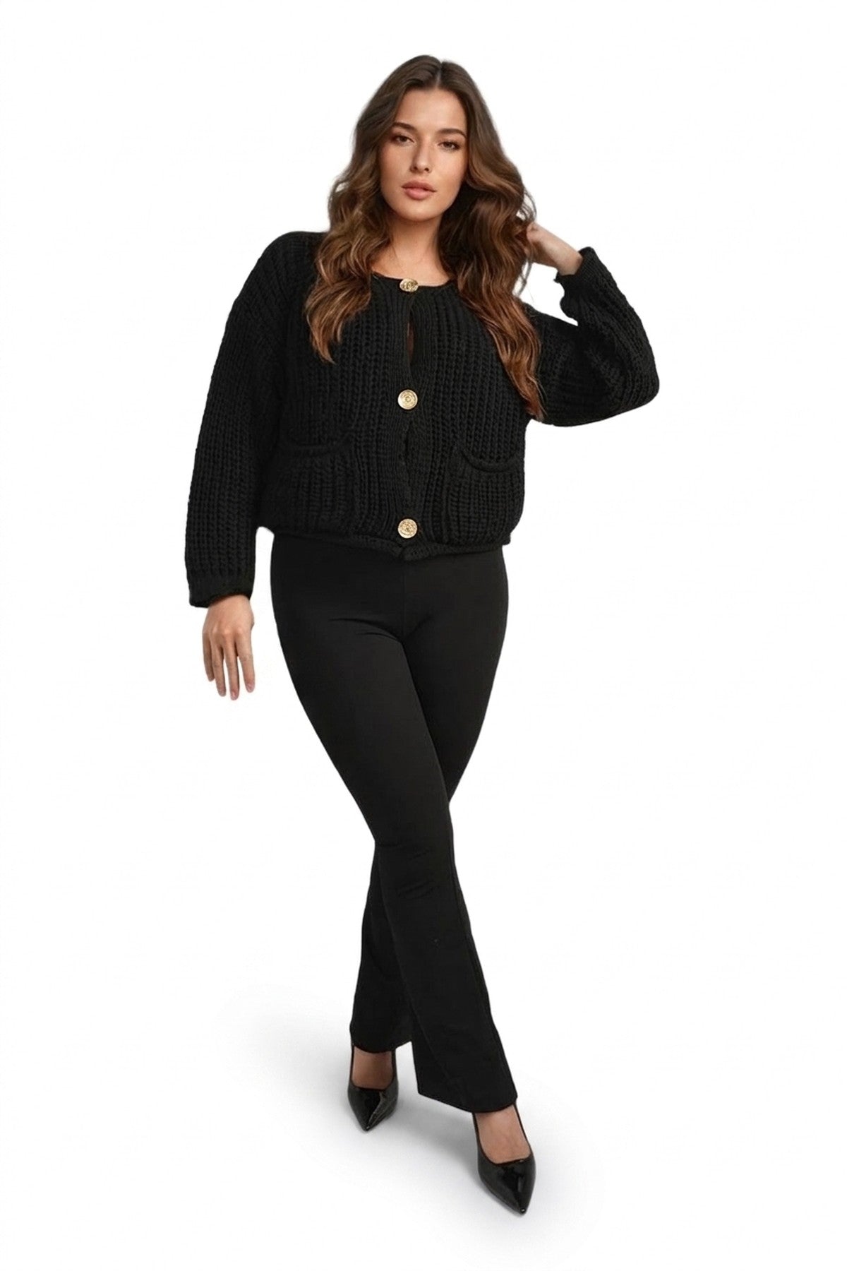 Jessica High Waisted Flare Leg Trouser - Black_wb