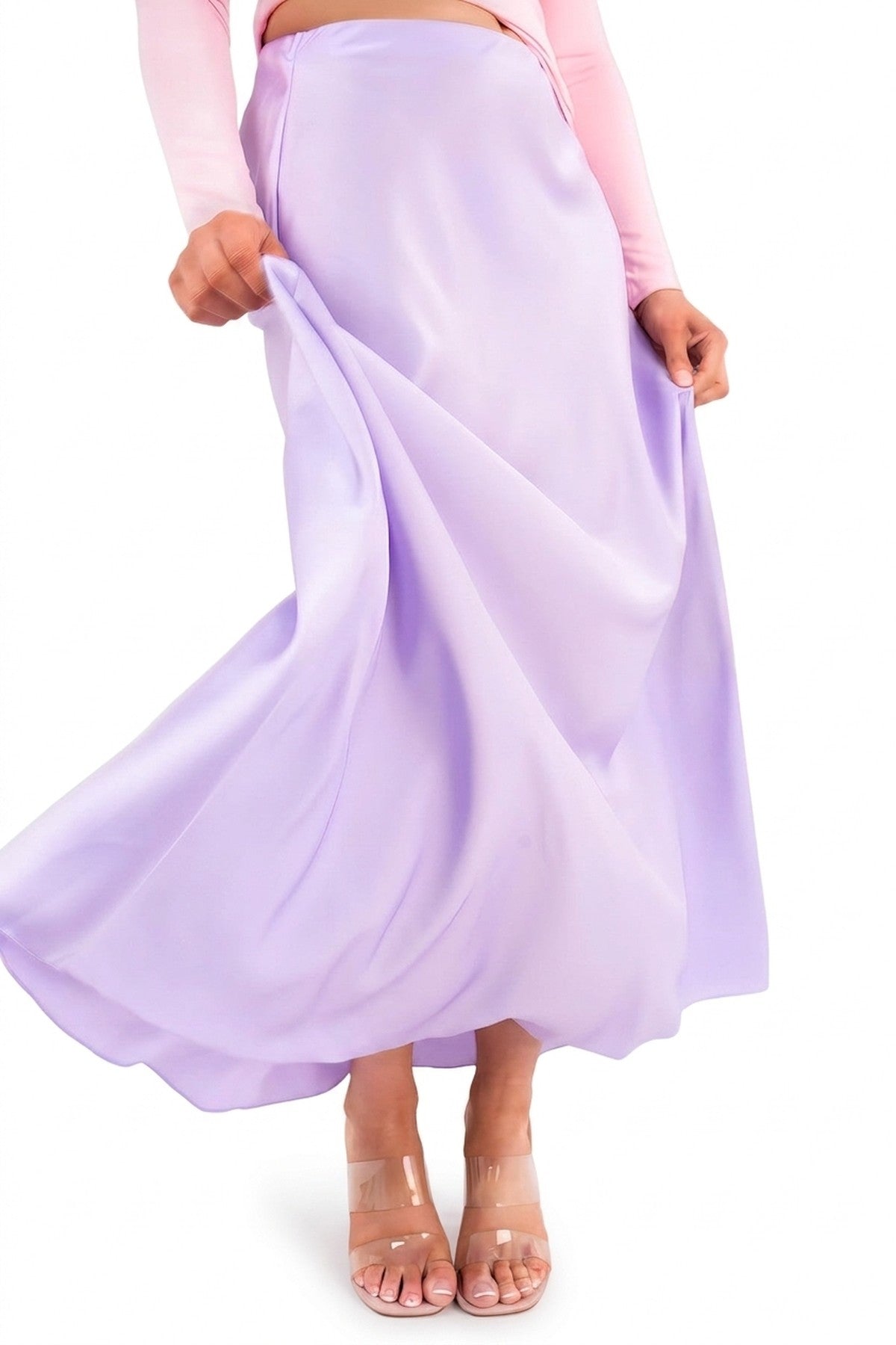 Estella Lightweight High Waisted Maxi Skirt - Lilac_wb