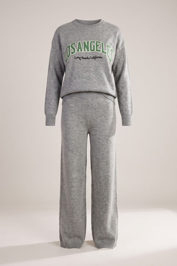 Dorothy Los Angeles Graphic Long Sleeve Knitted Jumper - Grey